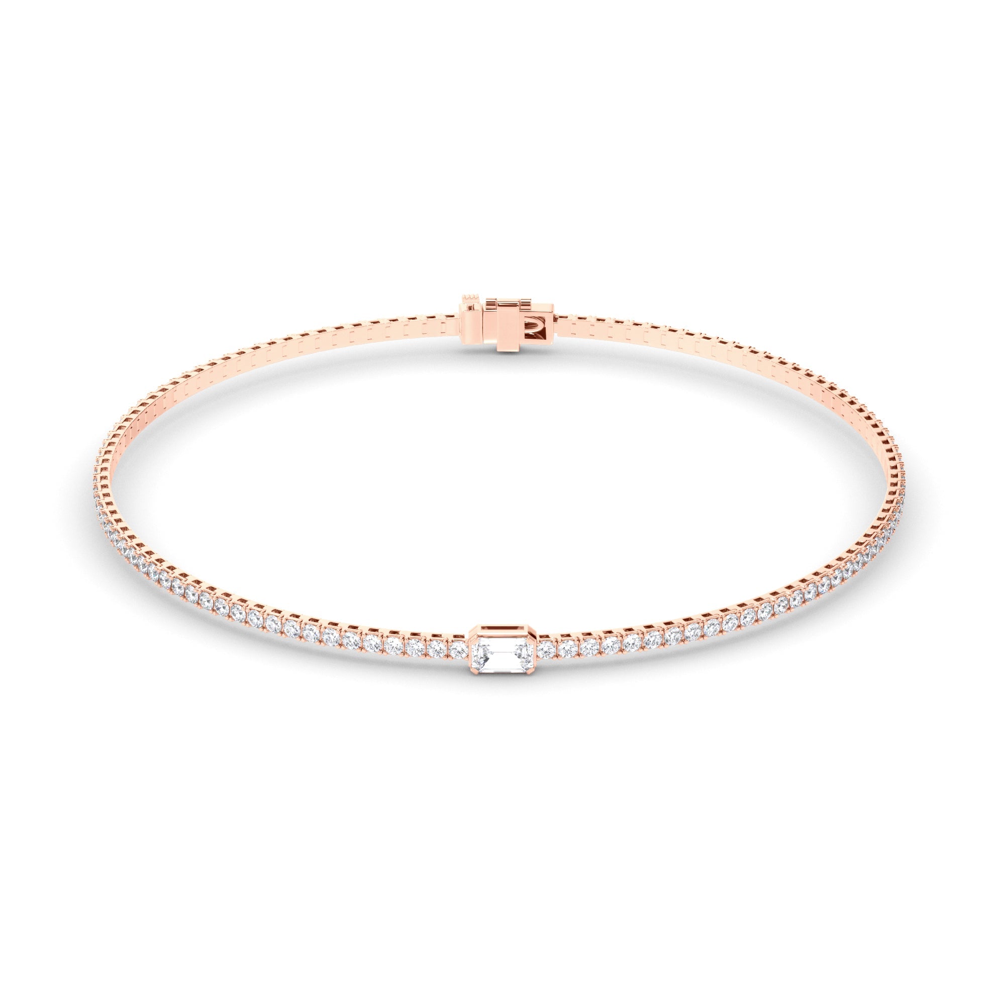 Emerald Cut Solitaire Natural Mined Diamond Tennis Bracelet