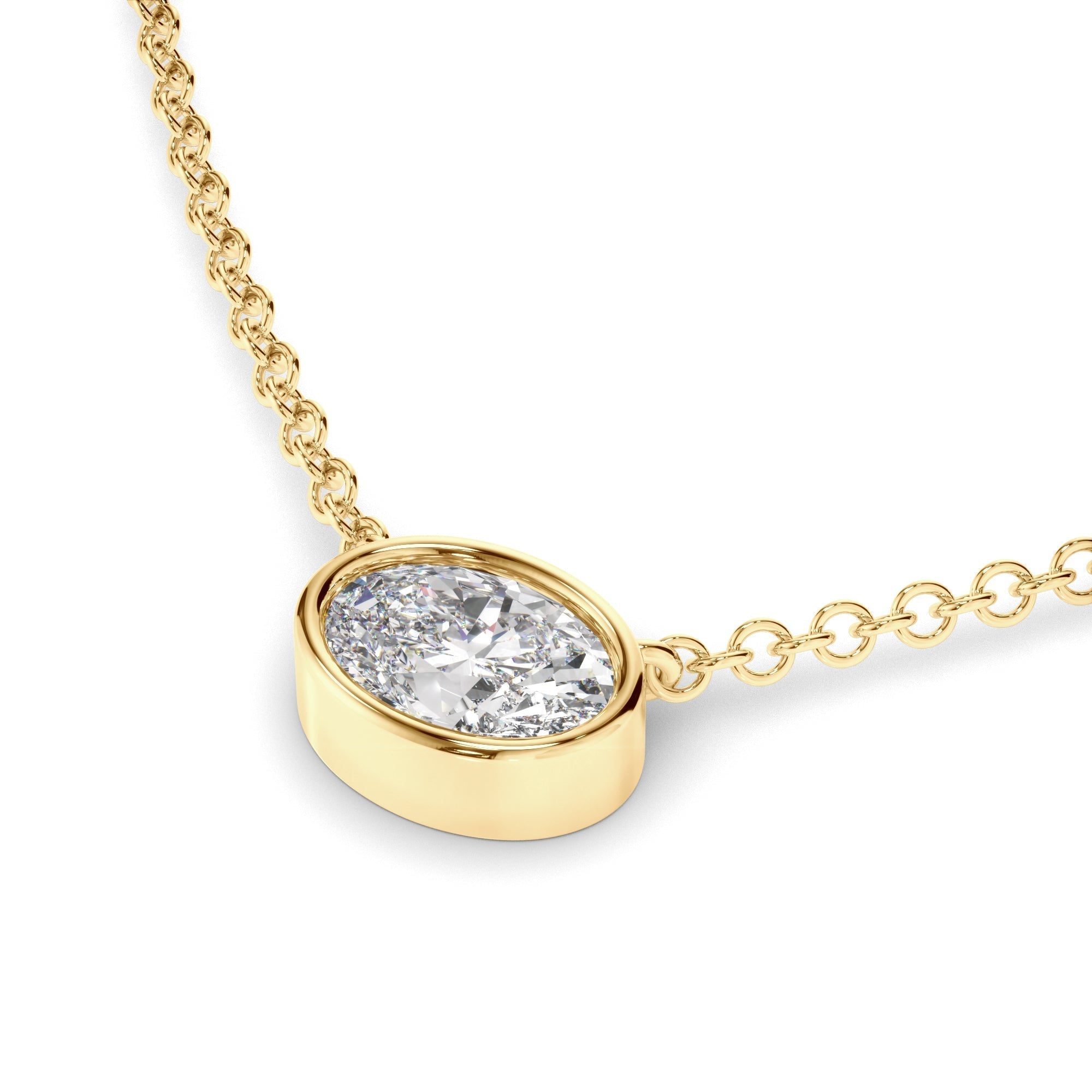Oval Cut Diamond Bezel Set Necklet