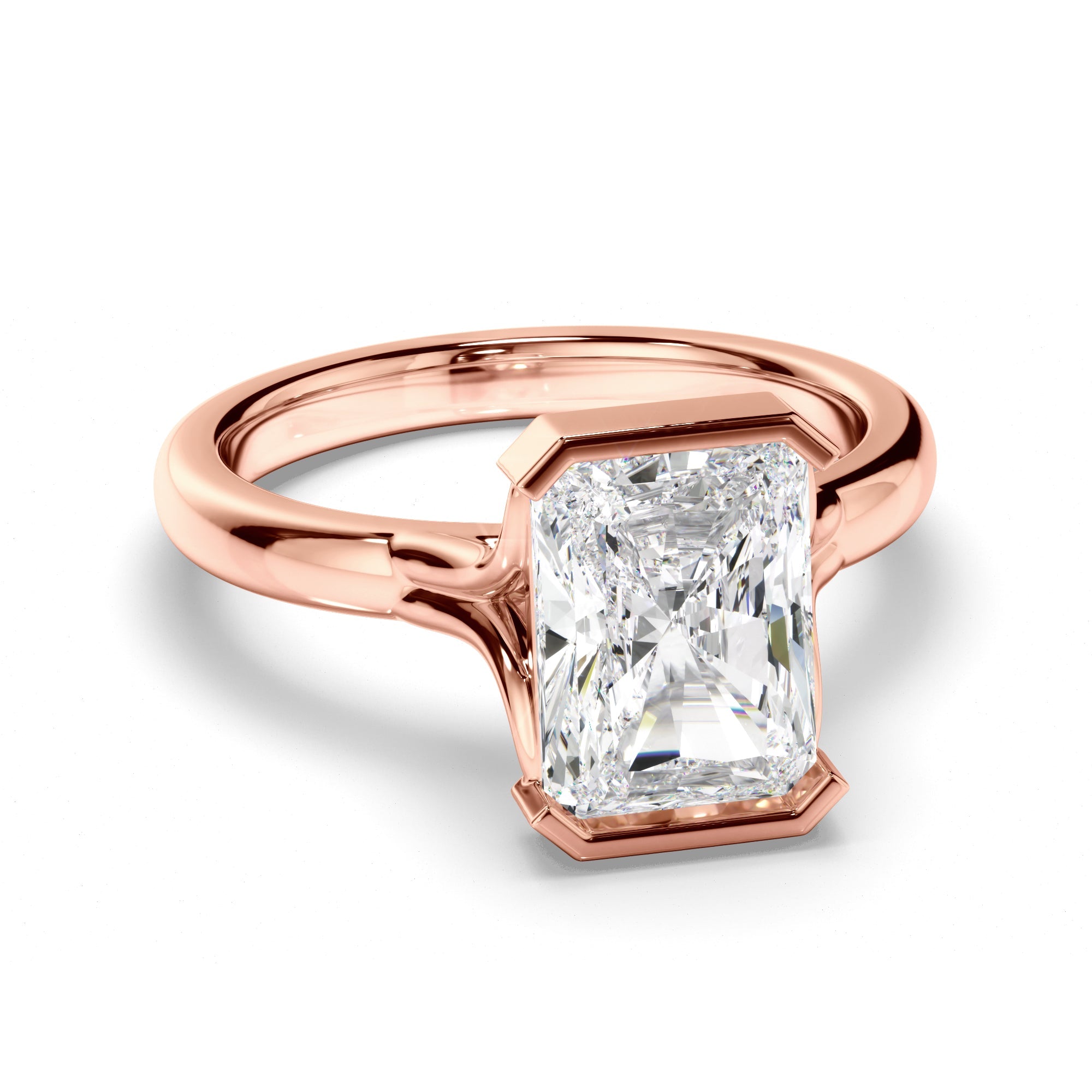 Radiant Cut Diamond Half-Bezel Set Engagement Ring