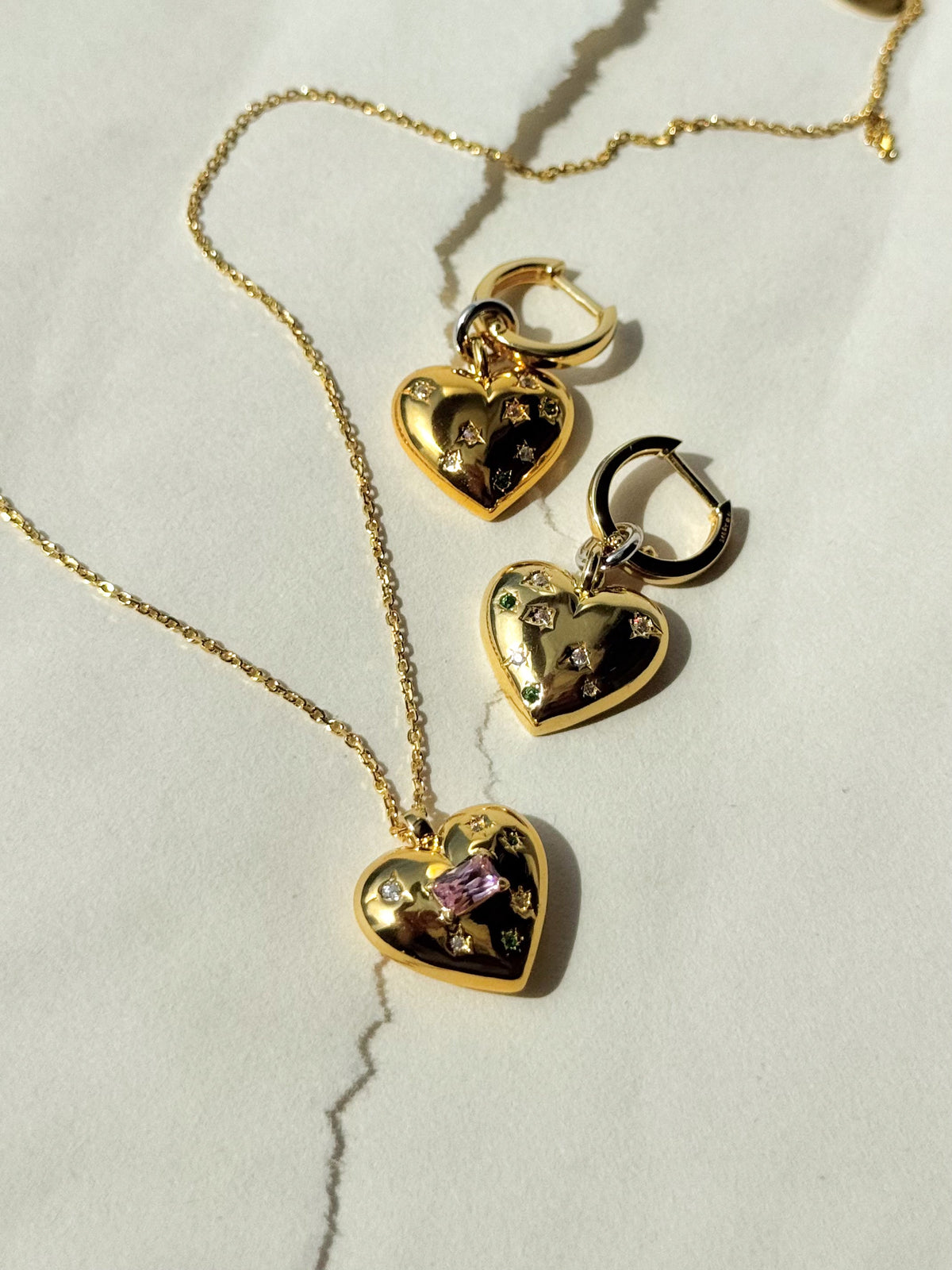 GEORGINI FOREVER HEARTS POP GOES MY HEART EARRINGS GOLD