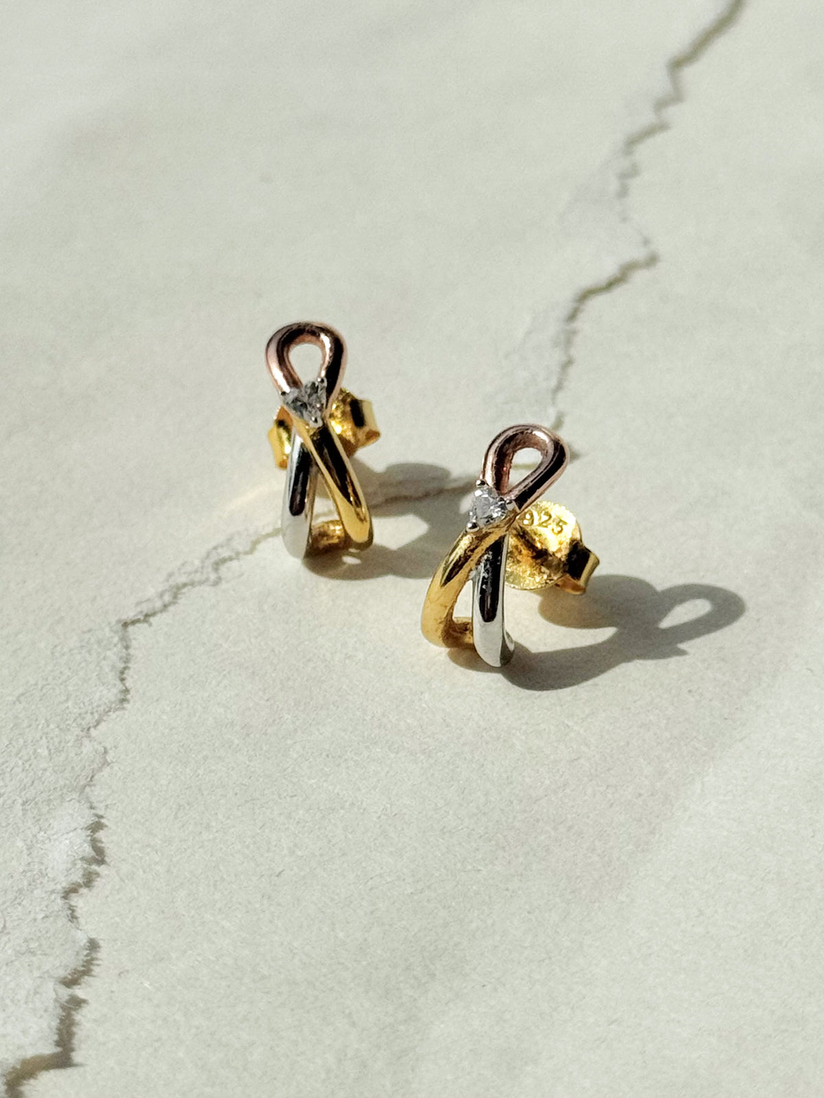 GEORGINI FOREVER HEARTS CLUB FOREVER ENTWINED MIXED METAL EARRINGS