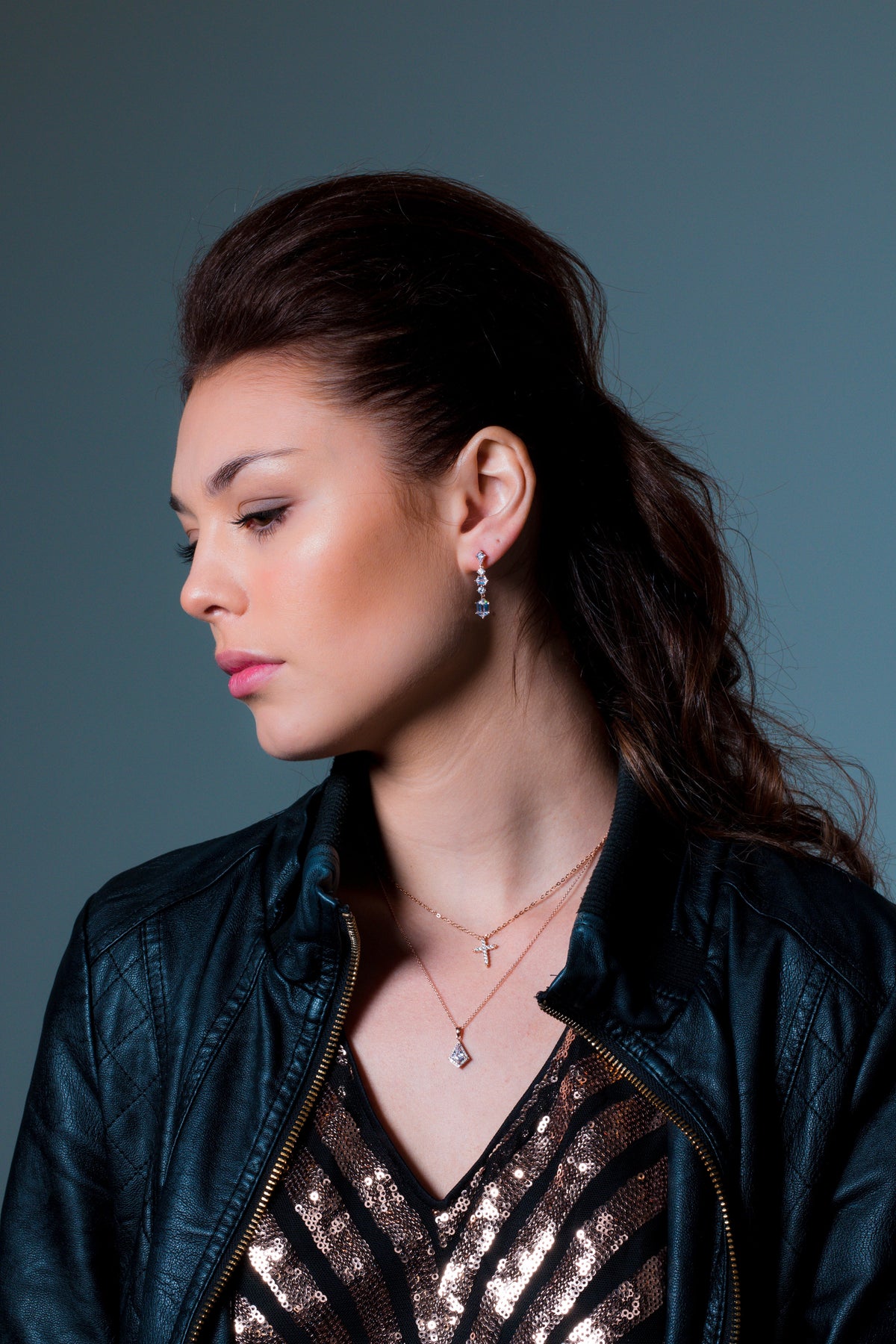 ROCK STAR CROSS ROSE GOLD PENDANT