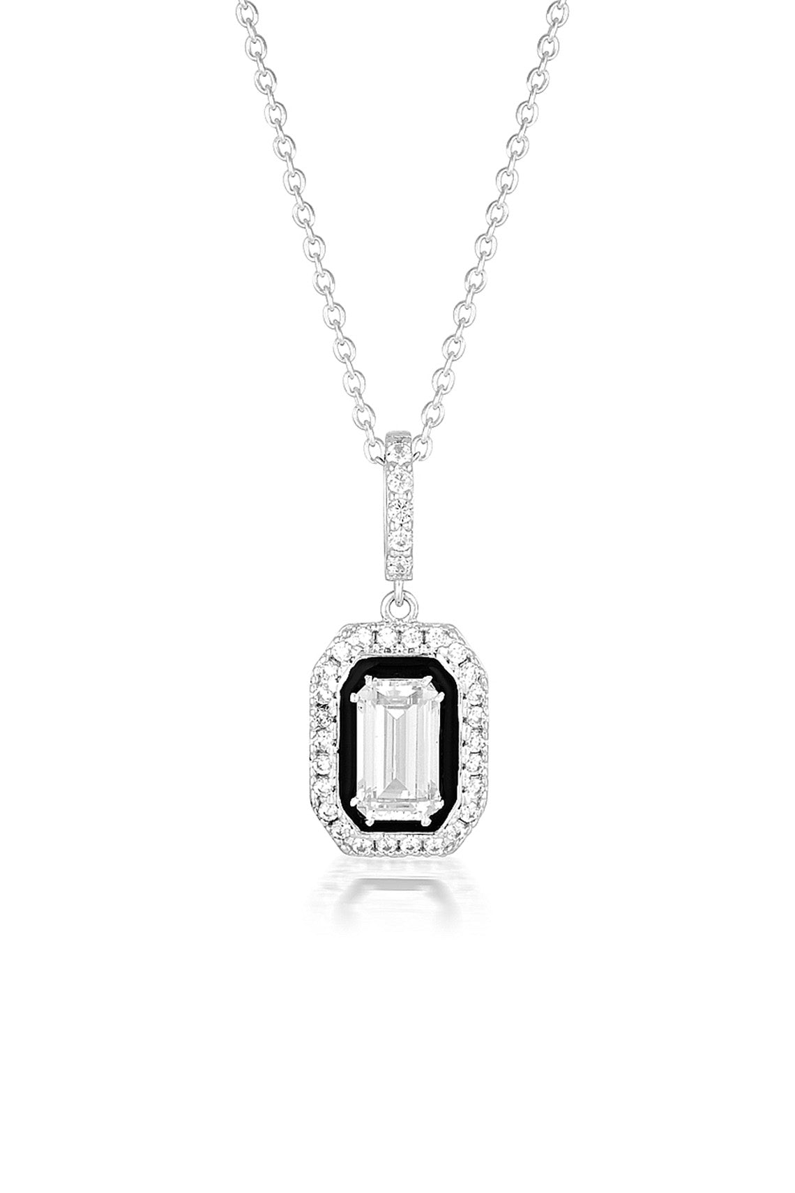 REFLECTION RETROSPECT PENDANT SILVER & BLACK ENAMEL