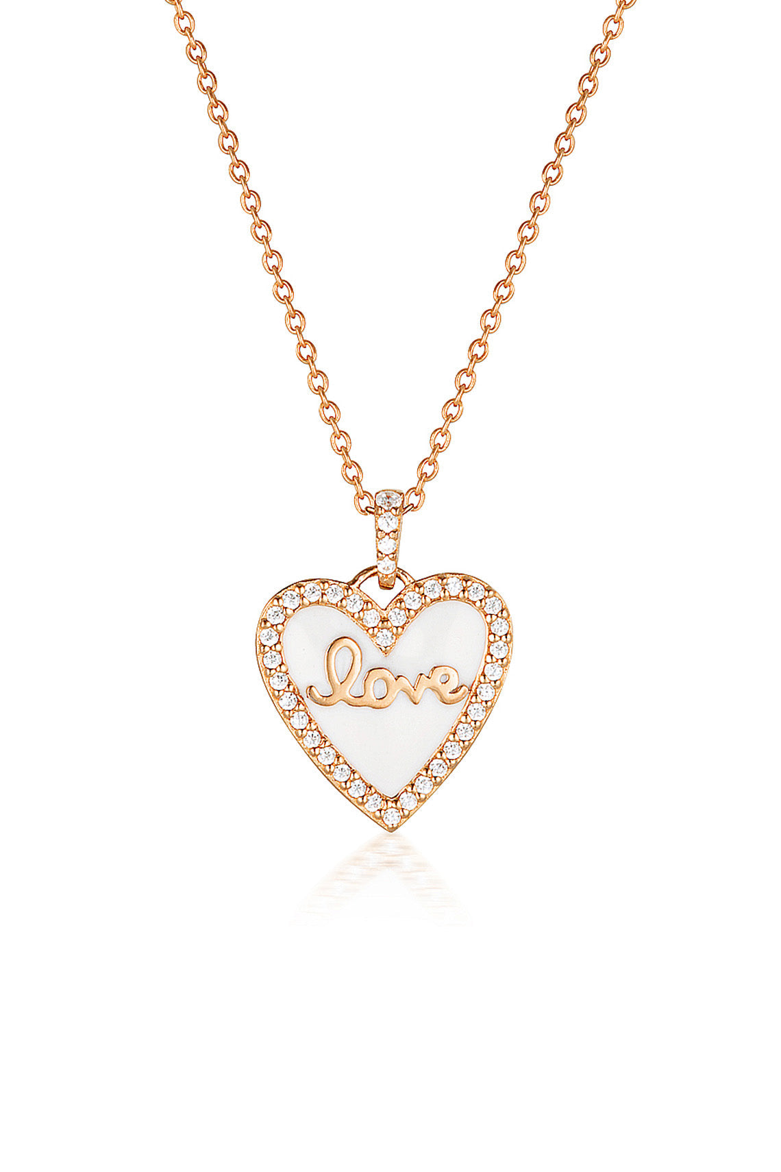 REFLECTION ENAMEL LOVE HEART PENDANT ROSE GOLD