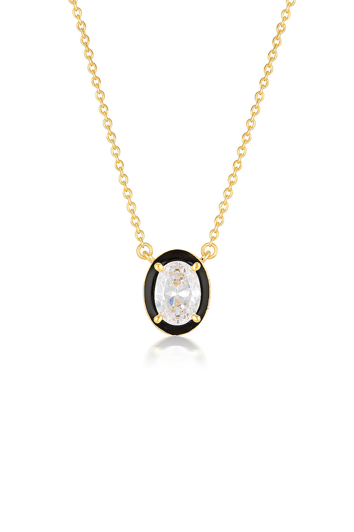 REFLECTION OVAL PENDANT GOLD & BLACK ENAMEL