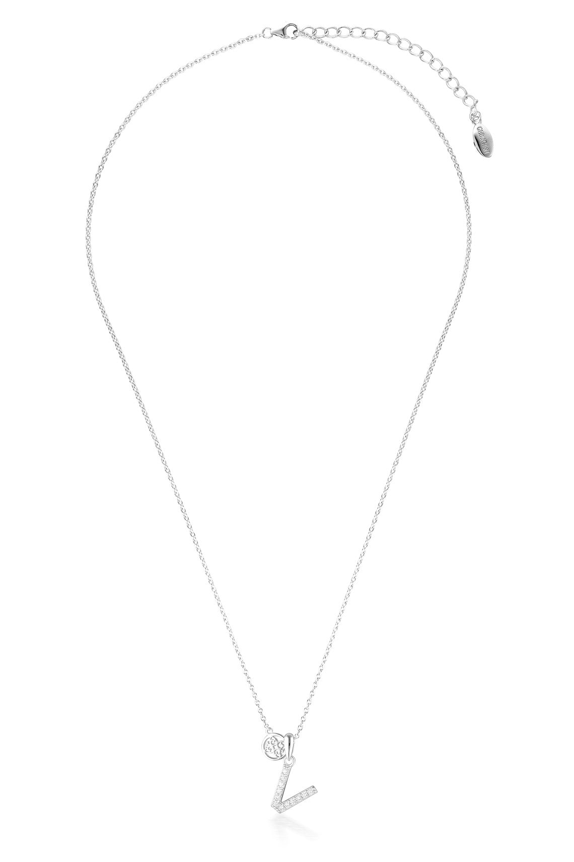 LUXURY LETTERS V INITIAL PENDANT SILVER