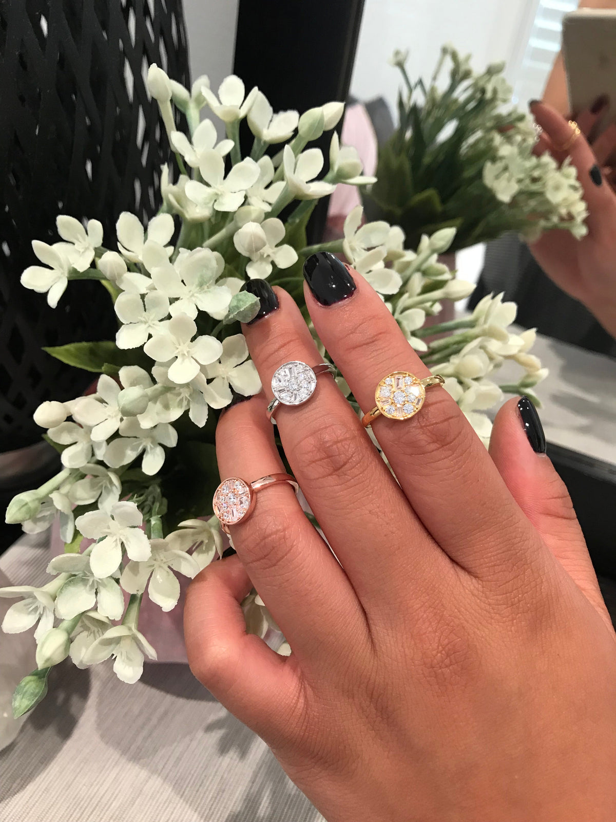 MOSAIC DISC ROSE GOLD RING