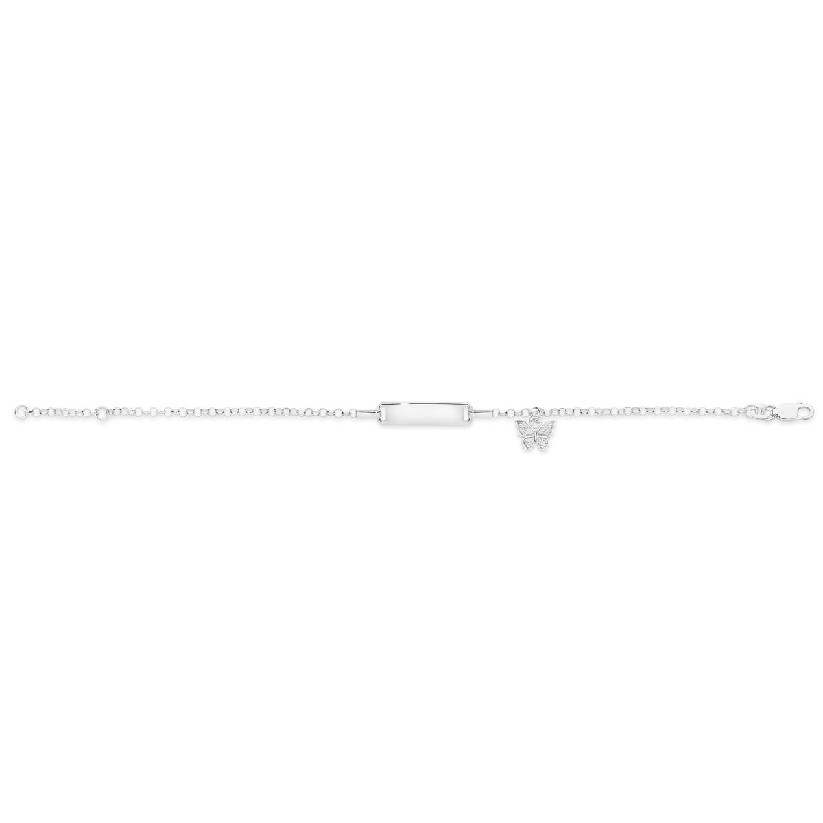 Silver ID Bracelet with Butterfly Charm