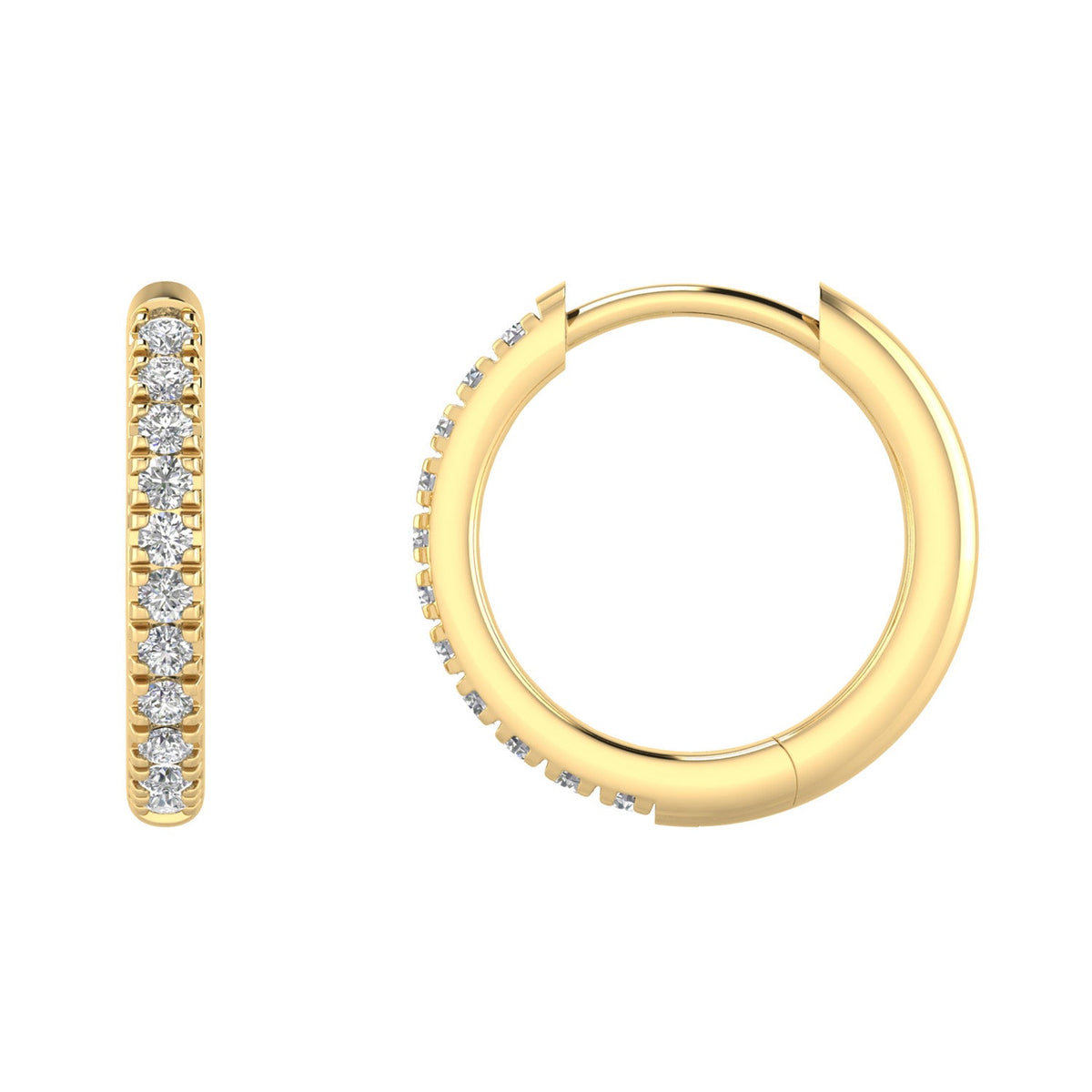 22ct Gold Vermeil 0.25ct Lab Grown Diamond 13.2mm Hoop Earrings