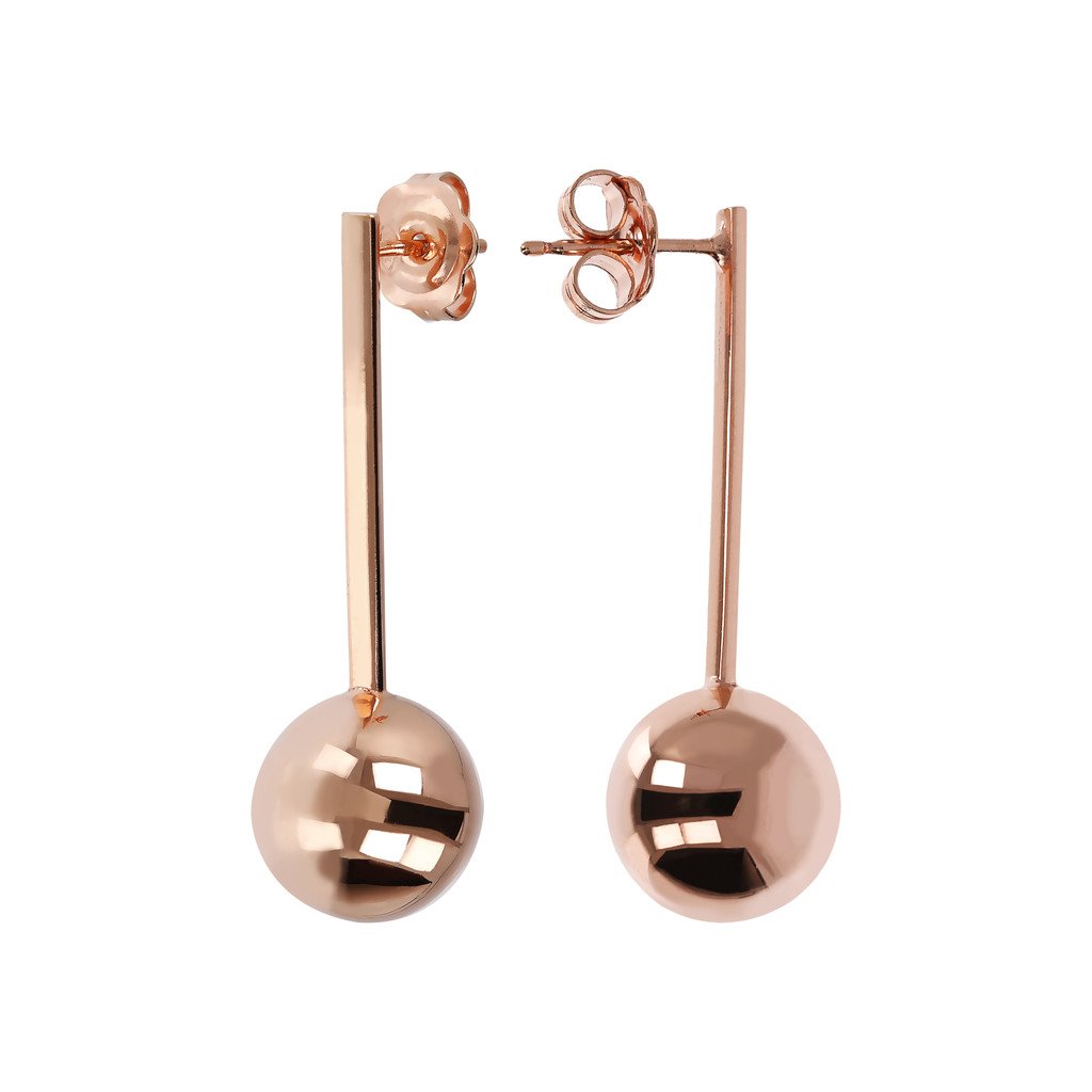 Bronzallure Long Earrings Ball Golden Rosè