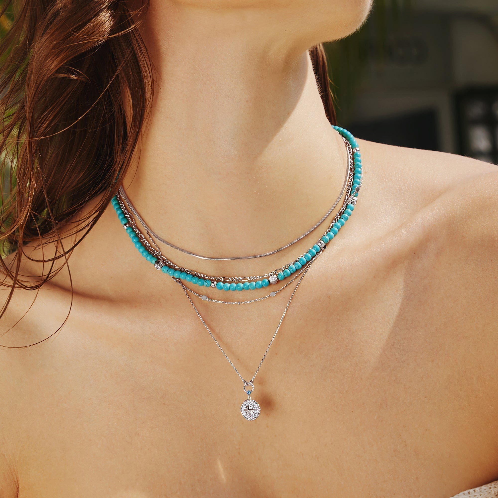 Ania Haie Silver Lab Created Turquoise Necklace