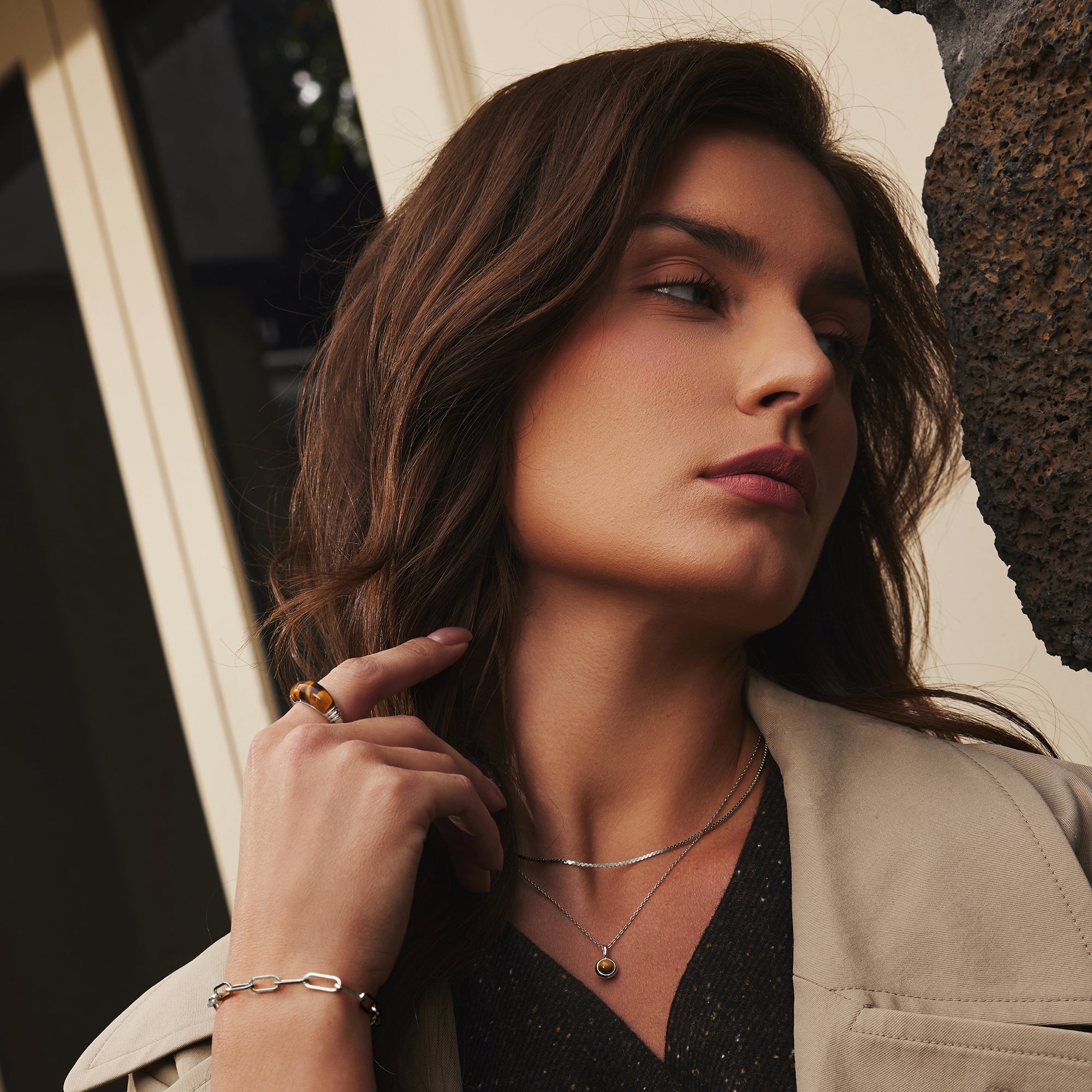 Ania Haie Silver Tiger Eye Statement Ring