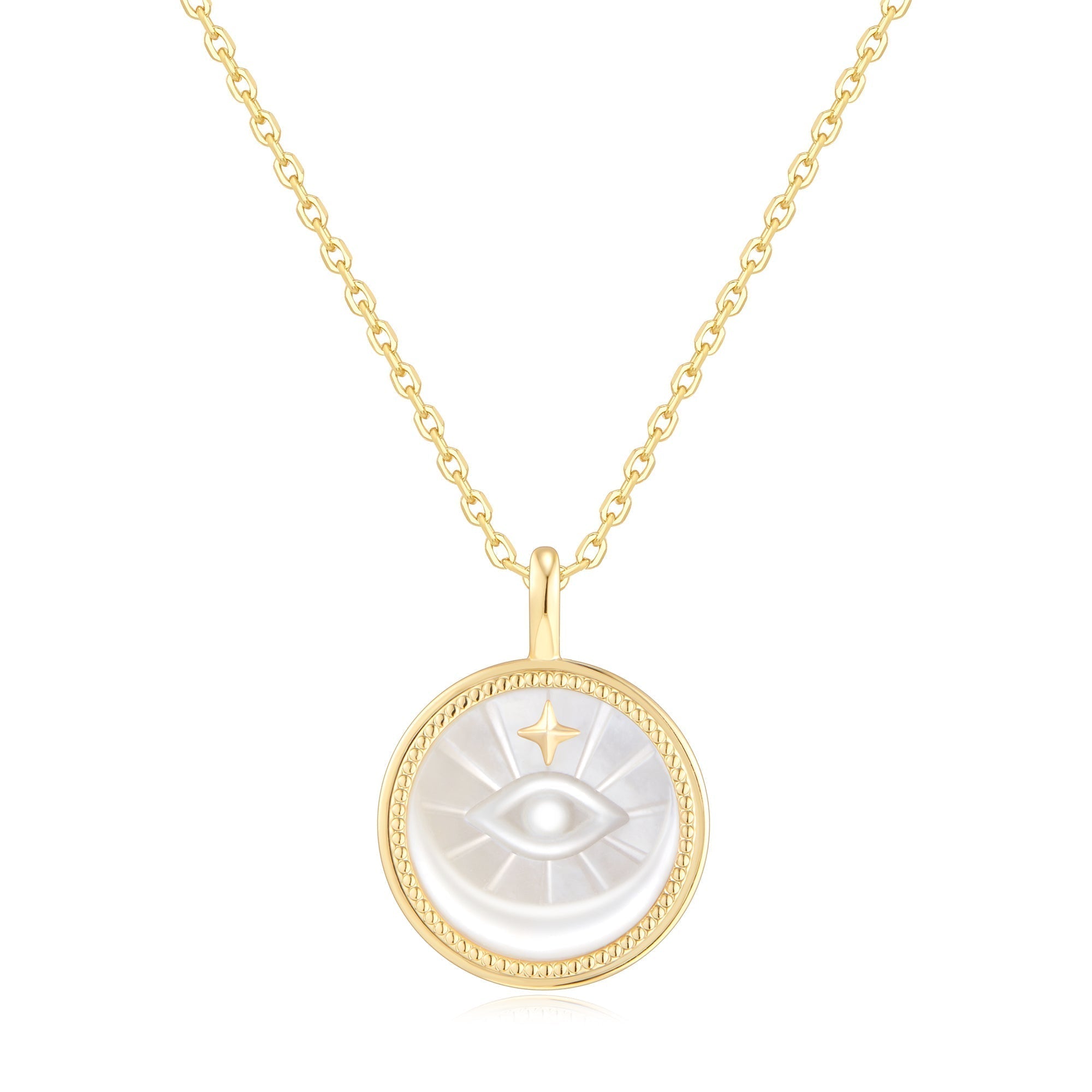 Ania Haie Gold Evil Eye Mother-of-Pearl Medallion Necklace