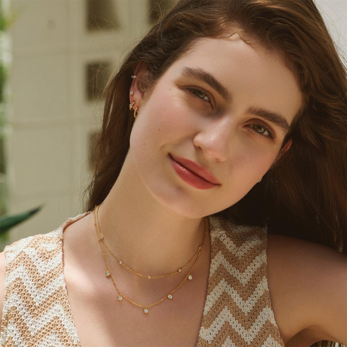 Ania Haie Gold Classic Bezel-Set Station Necklace
