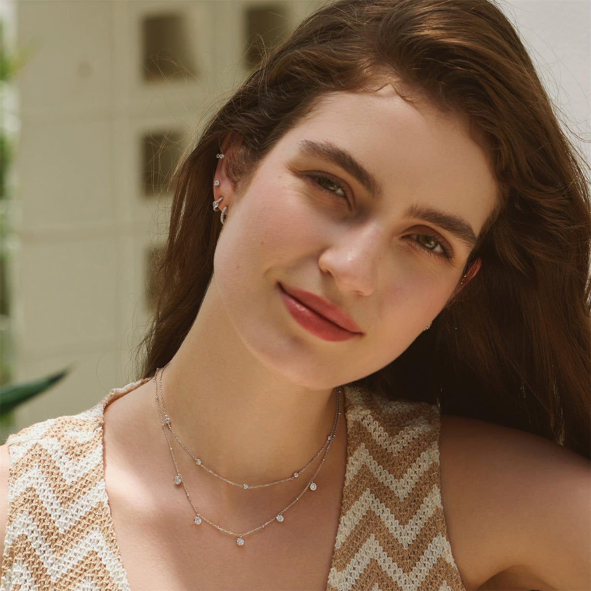 Ania Haie Silver Classic Bezel-Set Station Necklace