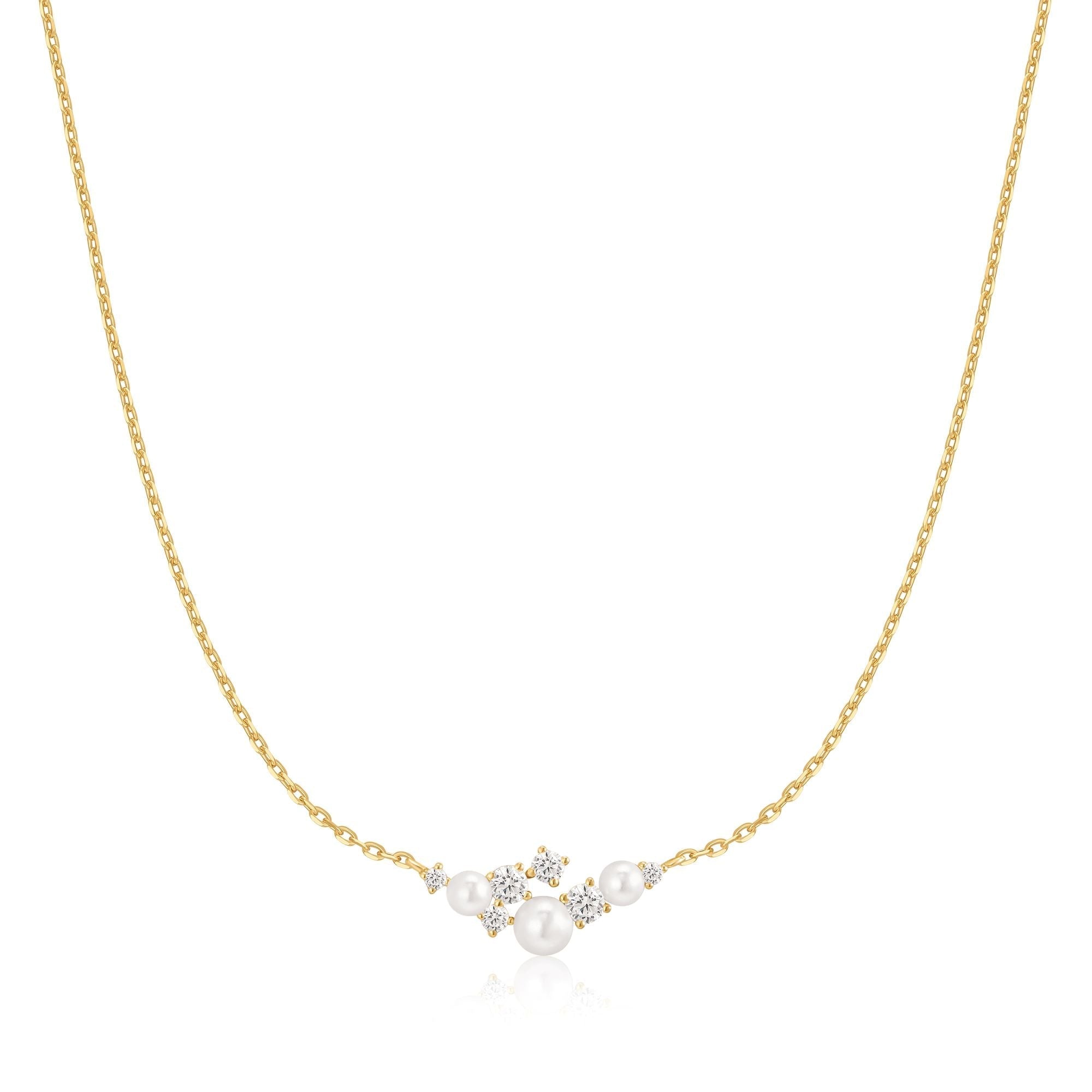 Ania Haie Gold Shell Pearl Cluster Necklace