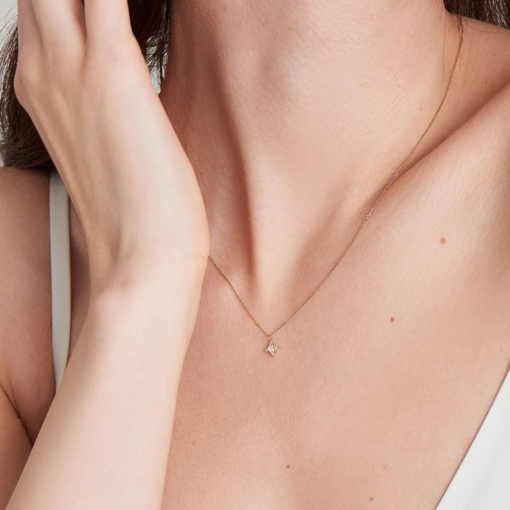 Ania Haie 14ct Gold Opal and White Sapphire Star Necklace