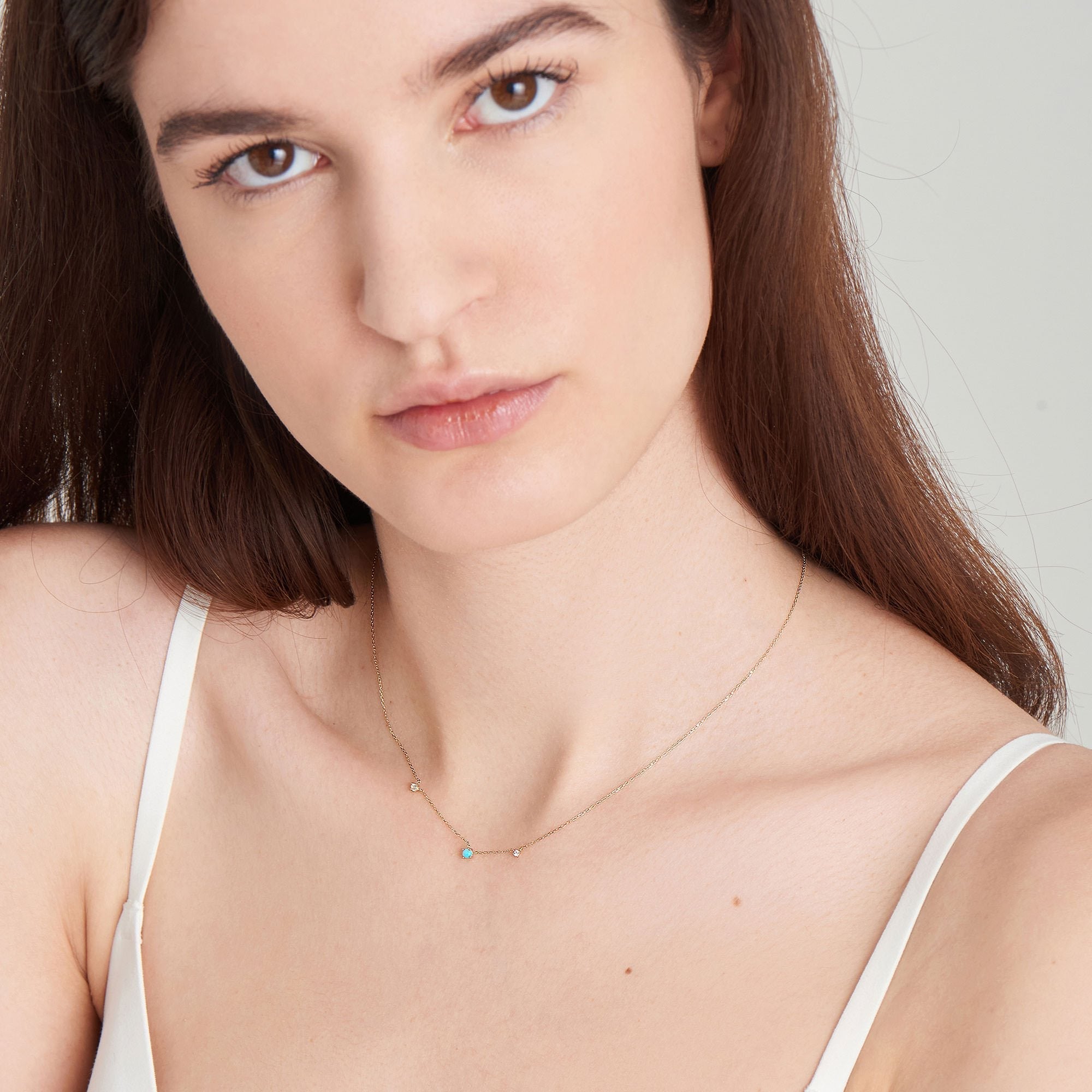 Ania Haie 14ct Gold Turquoise and White Sapphire Necklace