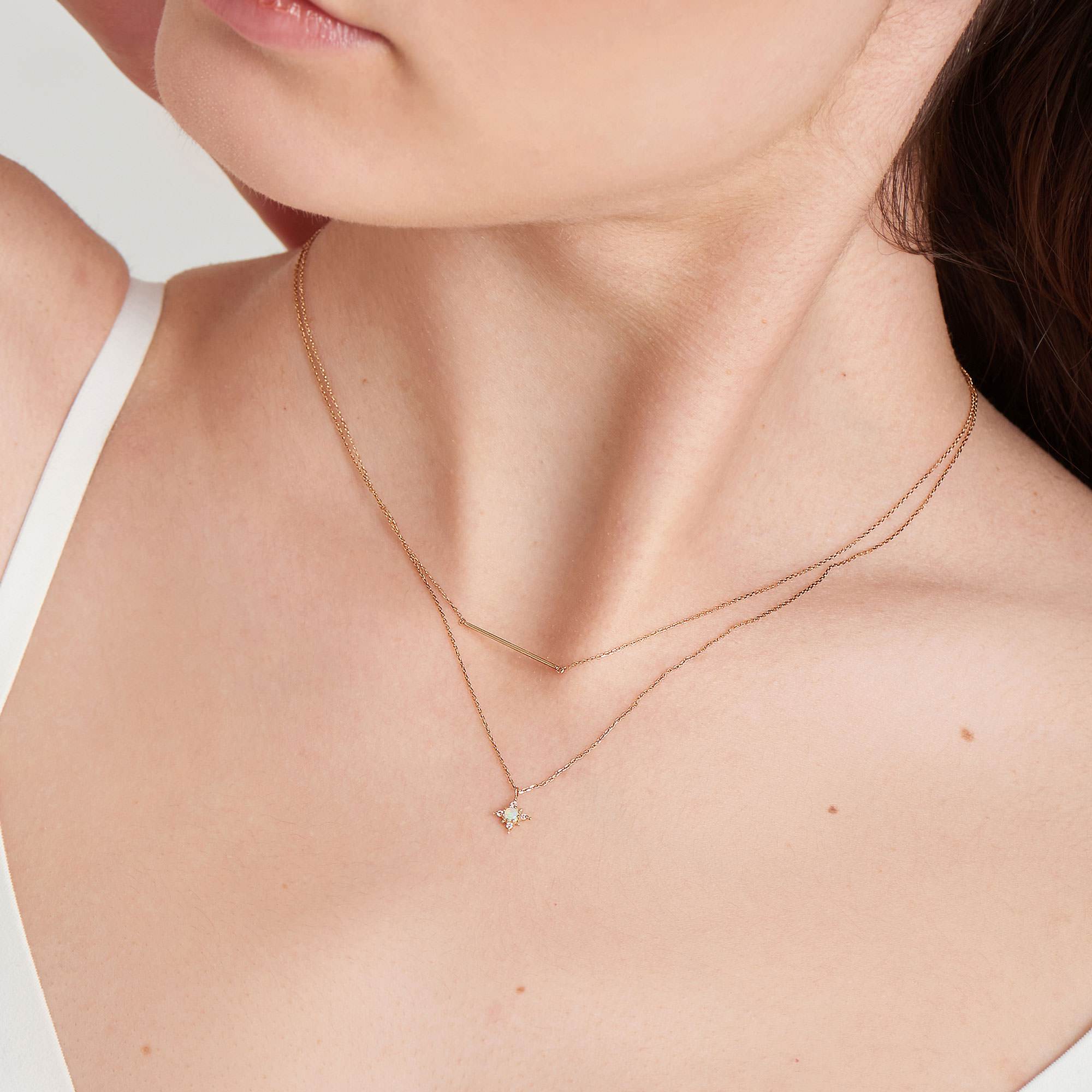 Ania Haie 14ct Gold Opal and White Sapphire Star Necklace