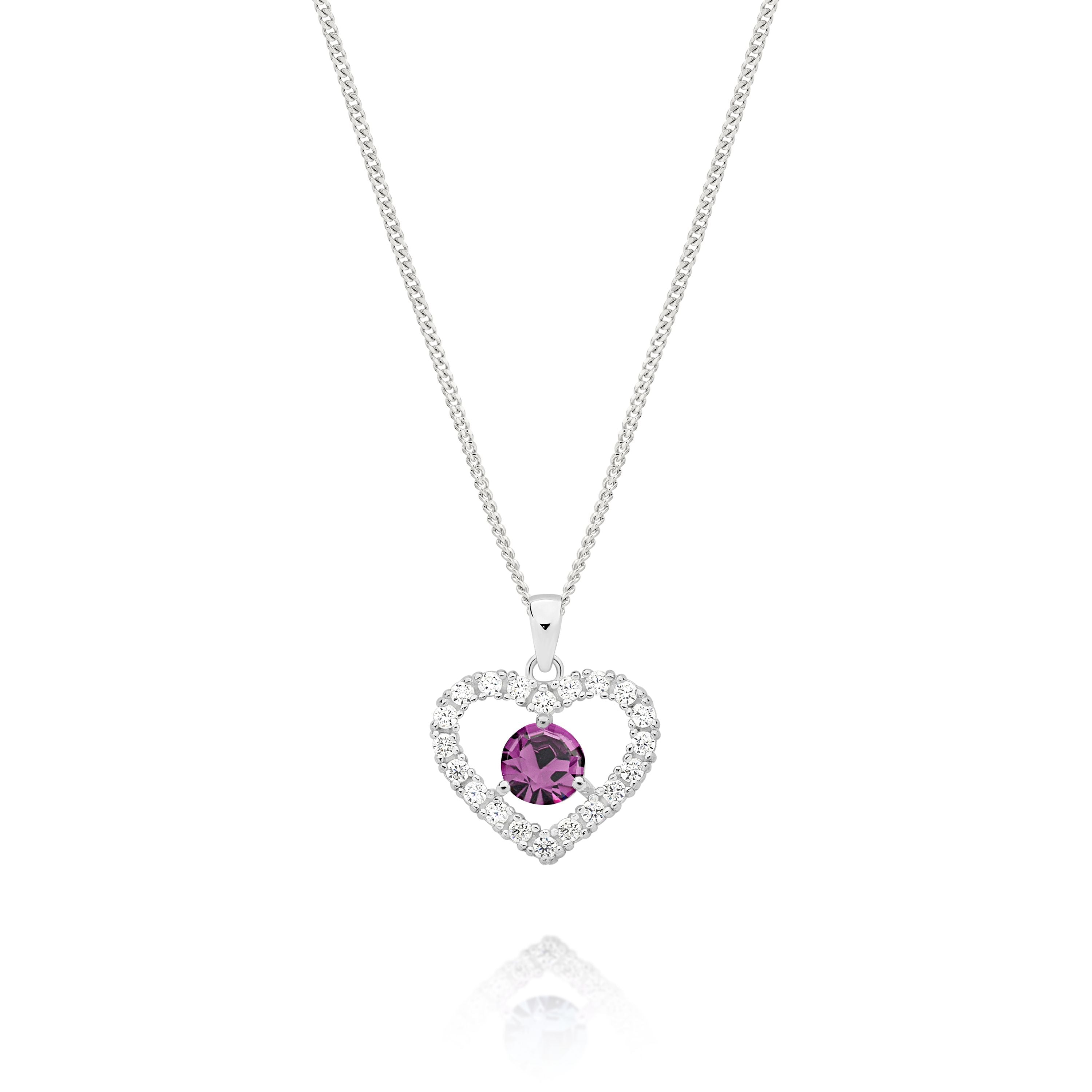 Silver FEBRUARY Birthstone Pendant