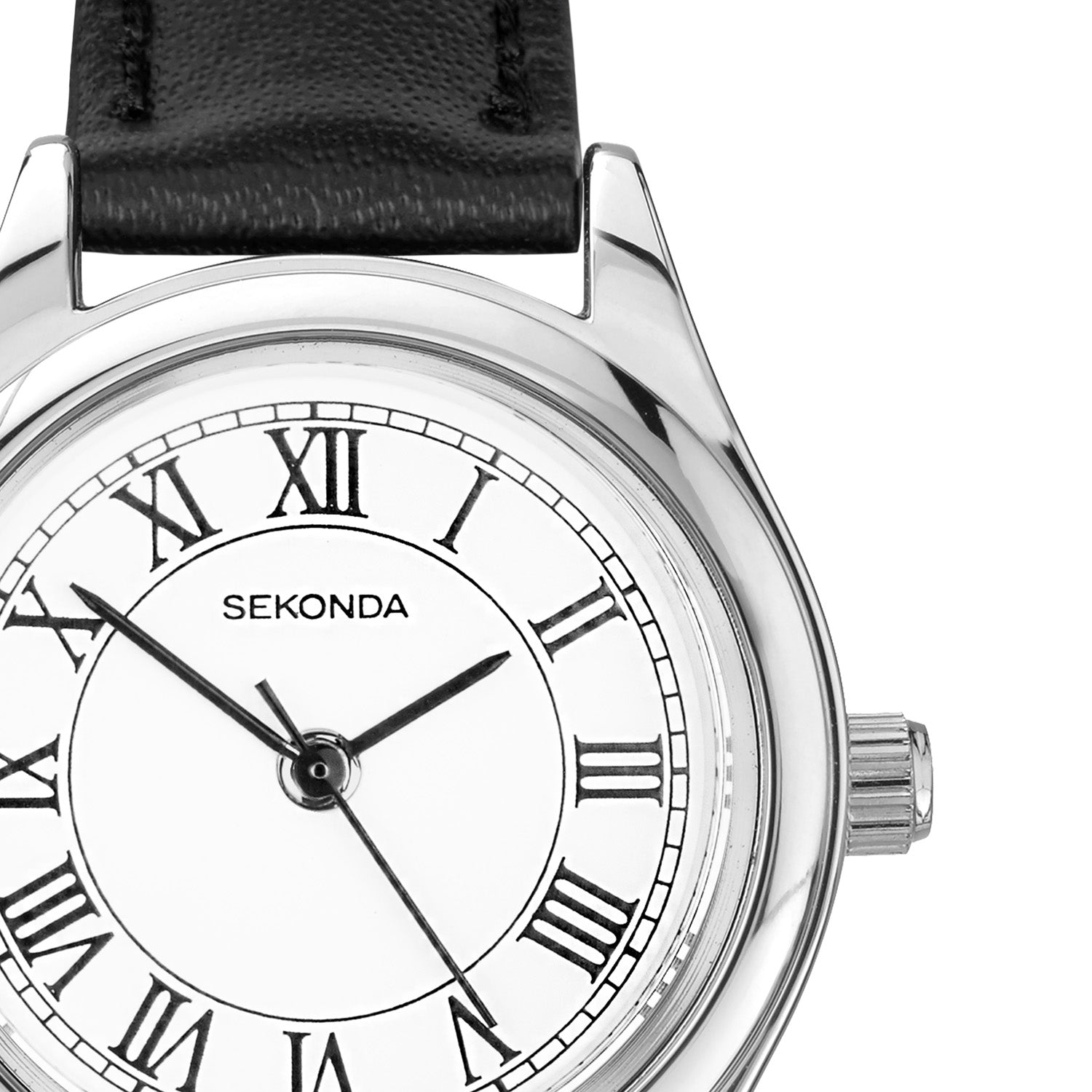 Sekonda Womens Evans White Dial Black Leather Strap 25mm Watch