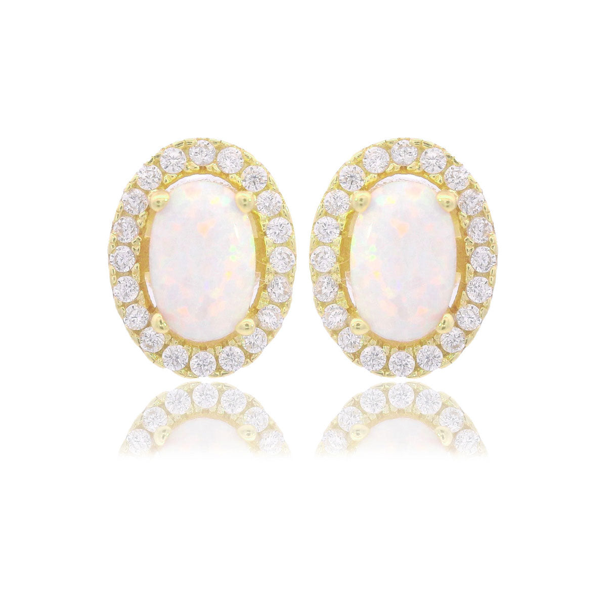 Georgini Opal Glow Blackwattle White Created Opal Earrings Gold