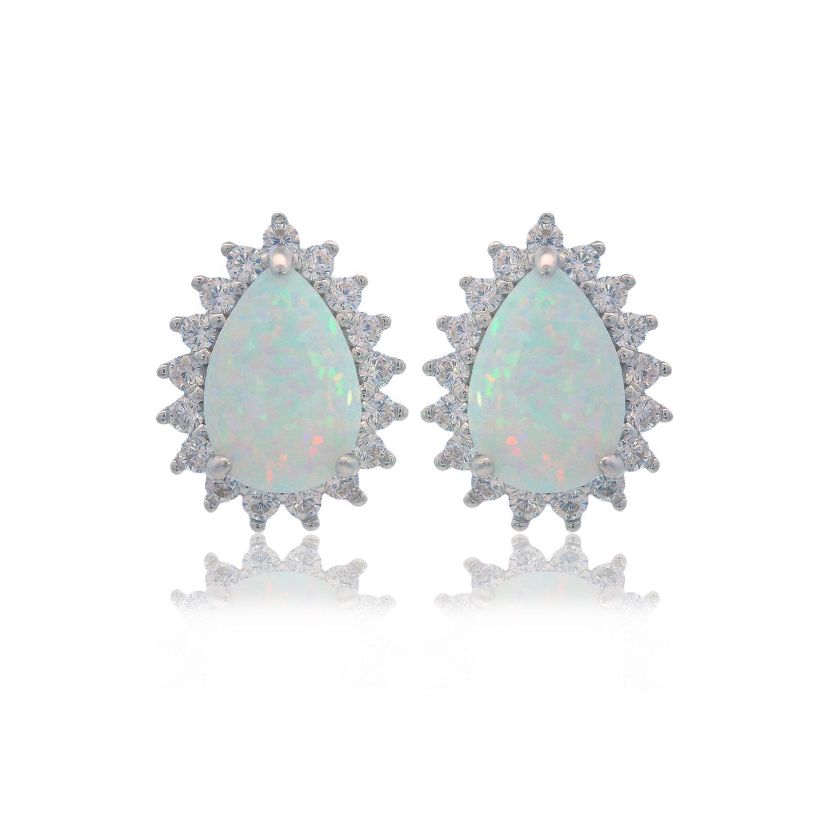 Georgini Opal Glow Rozelle White Created Opal Earrings Silver