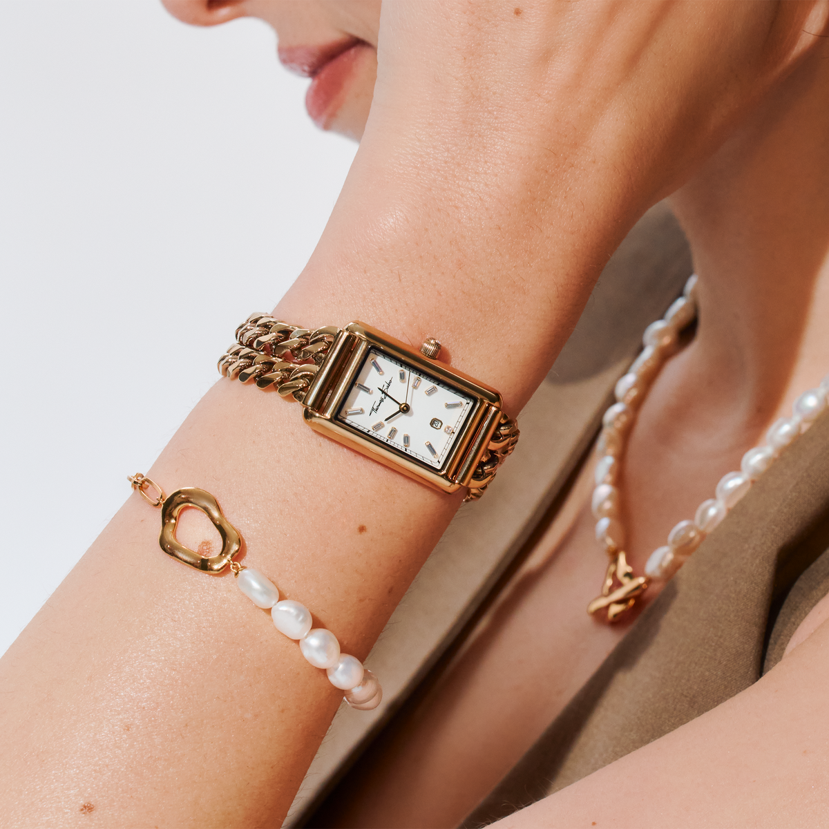 THOMAS SABO Bold Pearl Bracelet in Gold