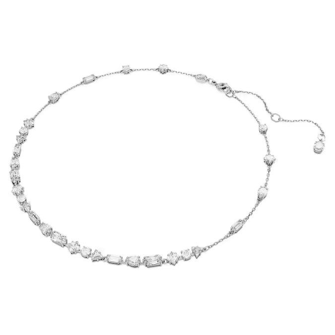 Swarovski Mesmera necklace Mixed cuts, Scattered design, White, Rhodium plated