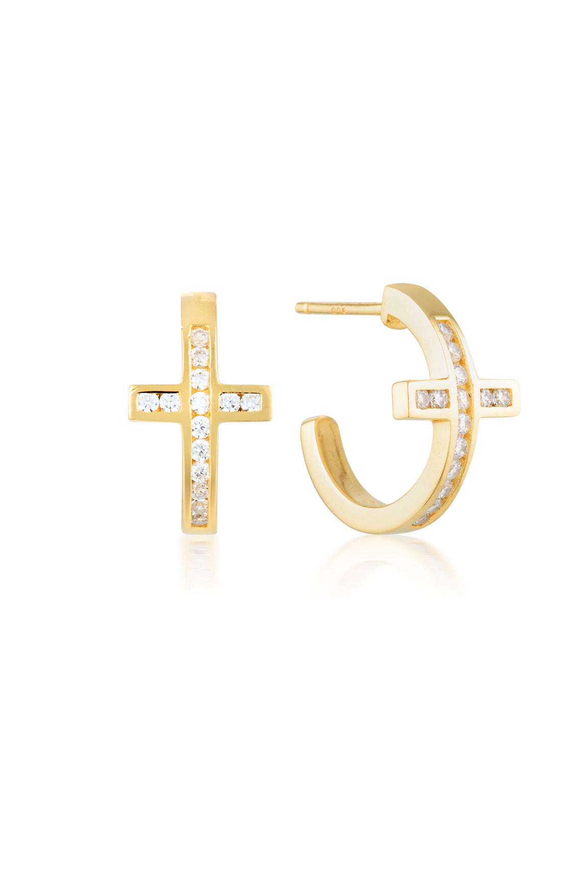 SPIRITUS CROSS HOOP EARRING - GOLD