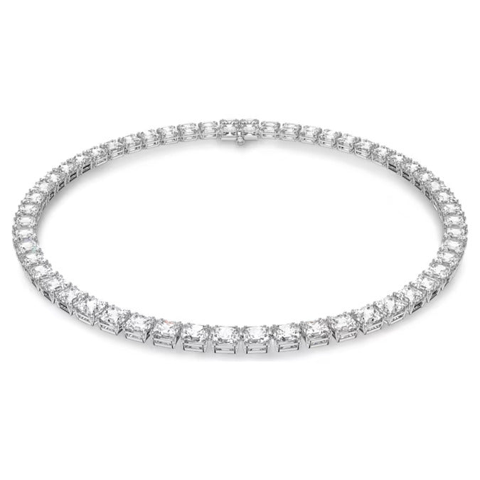 Swarovski Millenia necklace Square cut, White, Rhodium plated