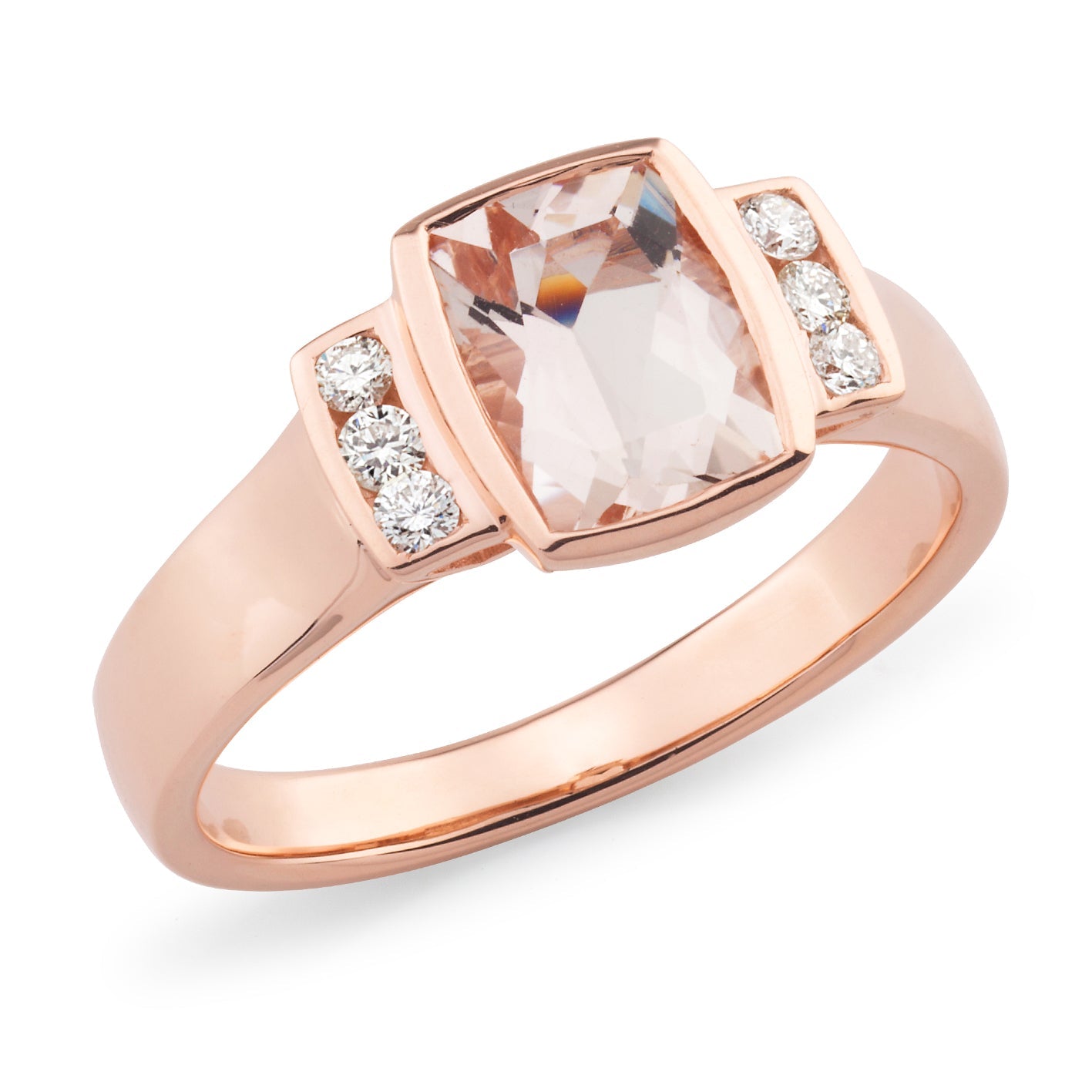 Molly Morganite Diamond Ring in 9ct Rose Gold