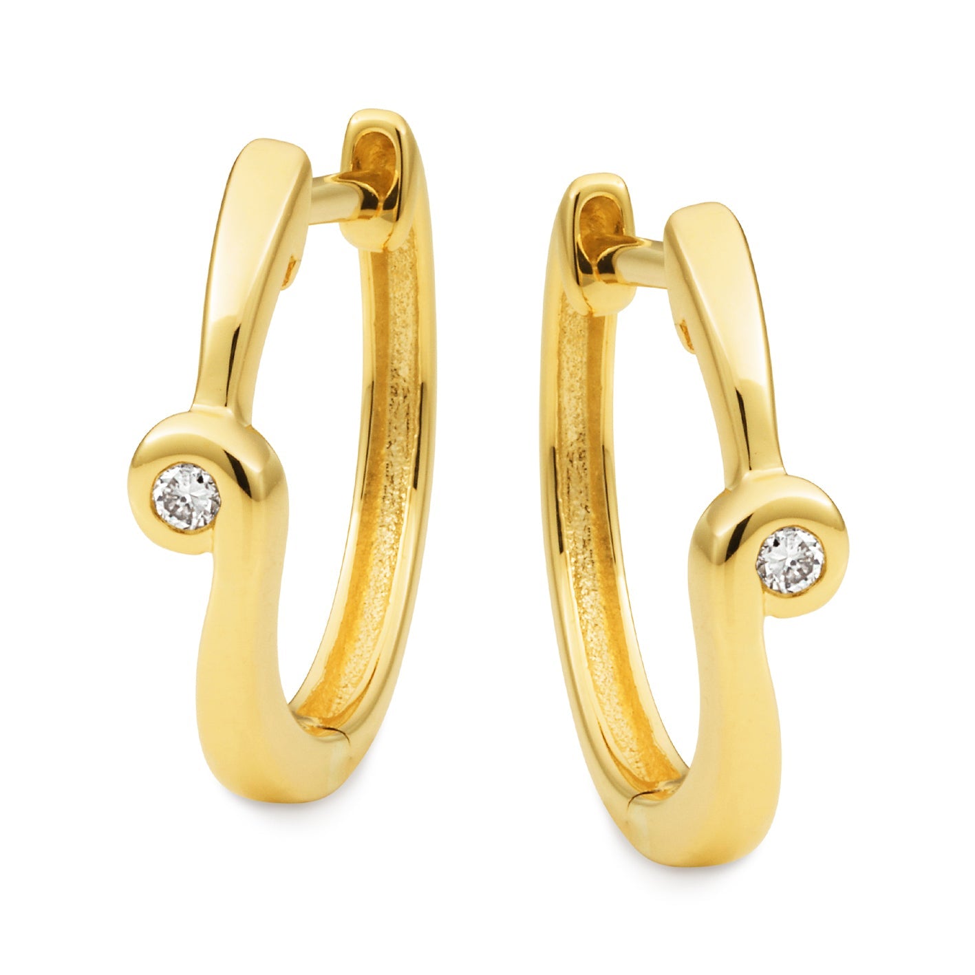 9ct Yellow Gold Diamond Huggie Earrings