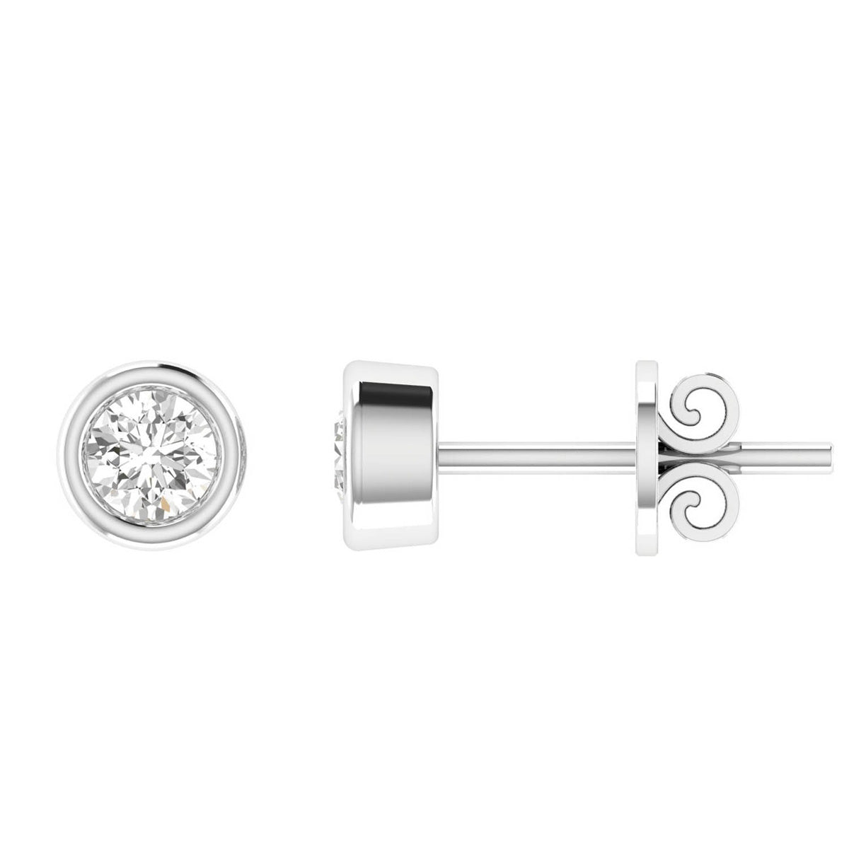 9ct White Gold 0.10ct Diamond Bezel Set Studs