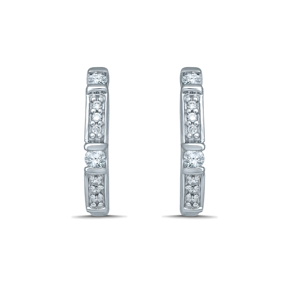 9ct White Gold 0.15ct Diamond Huggie Earrings