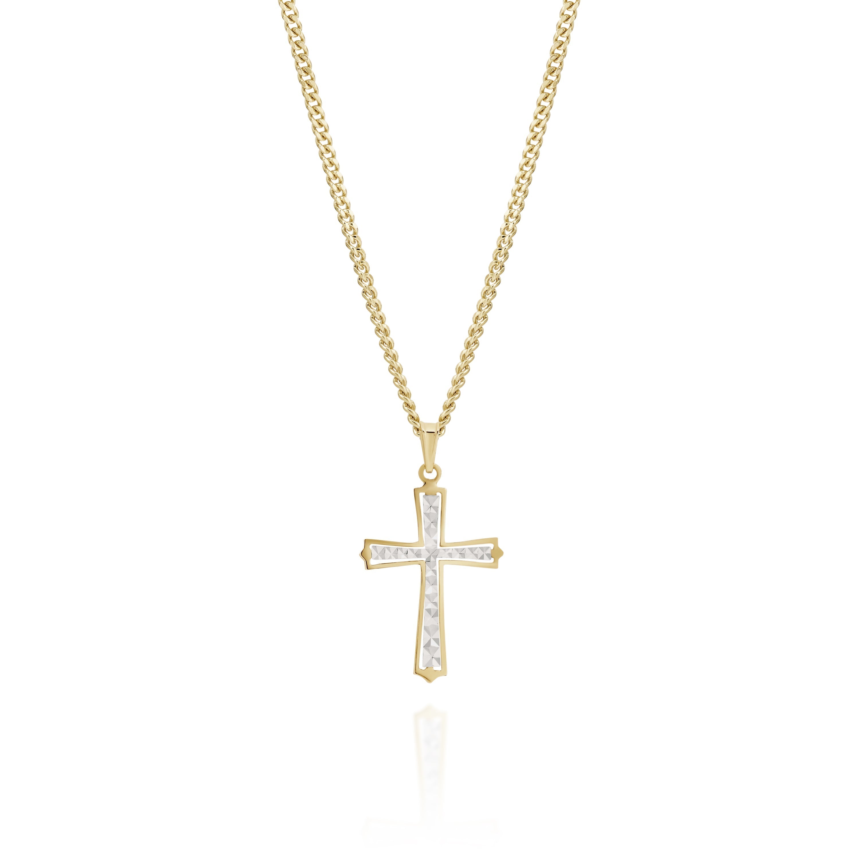9ct gold 2 tone cross pendant