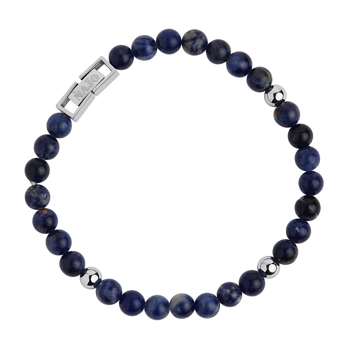 NAJO Atlas 6mm Sodalite & Steel Bracelet (21cm+ext)