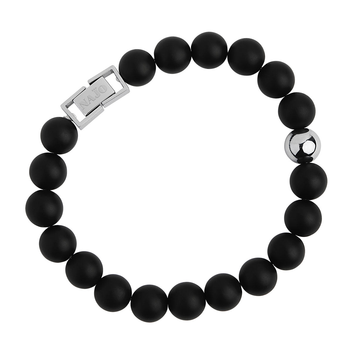 NAJO Atlas 10mm Onyx & Steel Bracelet (21+ext)