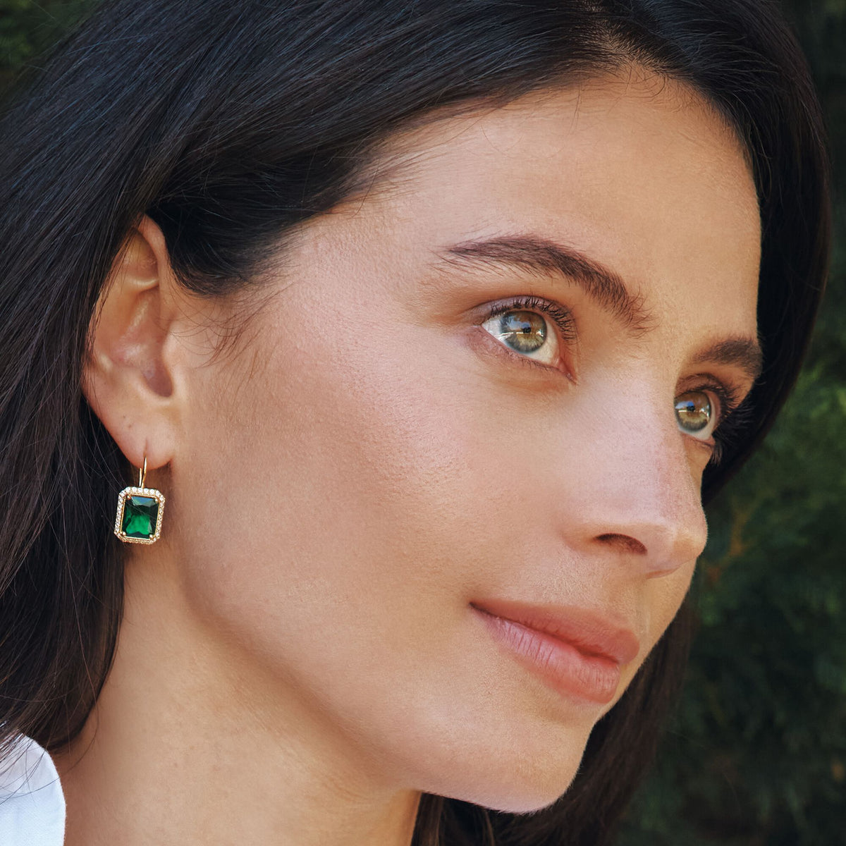 THOMAS SABO Earrings with Green Octagonal Stones