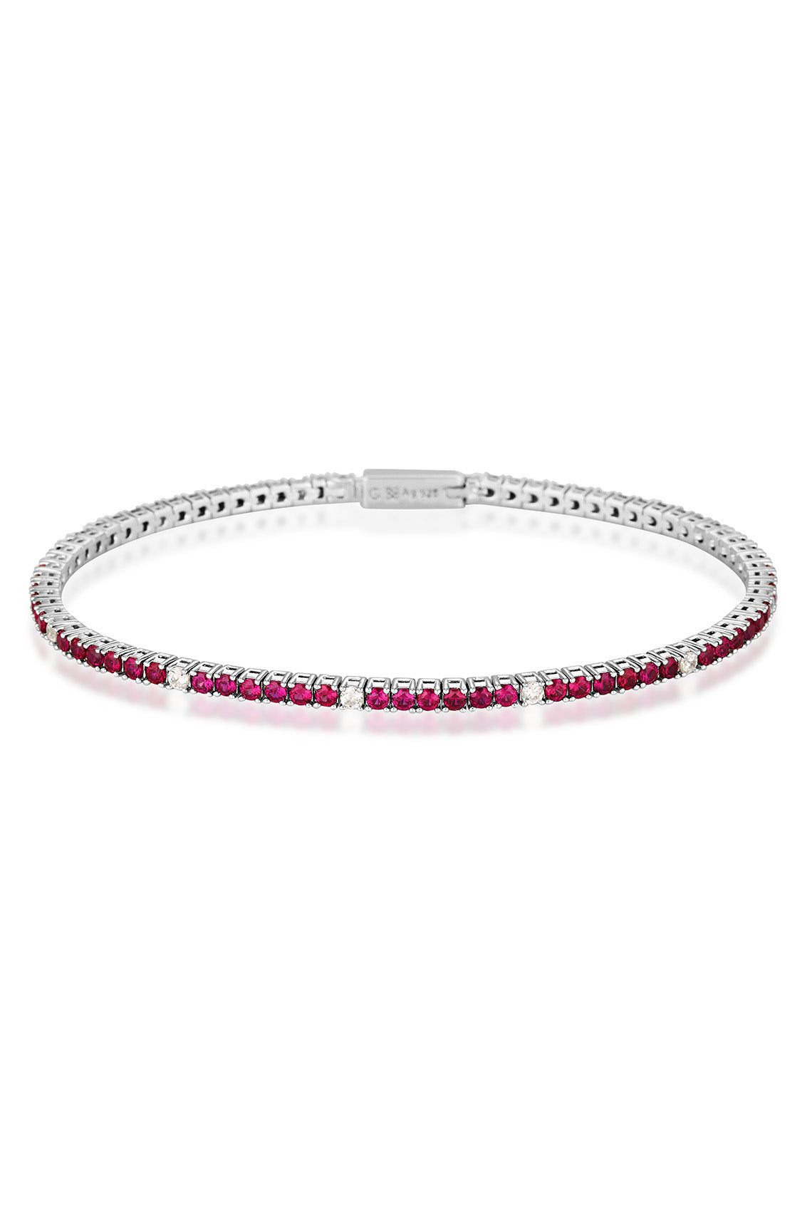 MILESTONE RUBY 2MM TENNIS BRACELET IN SILVER