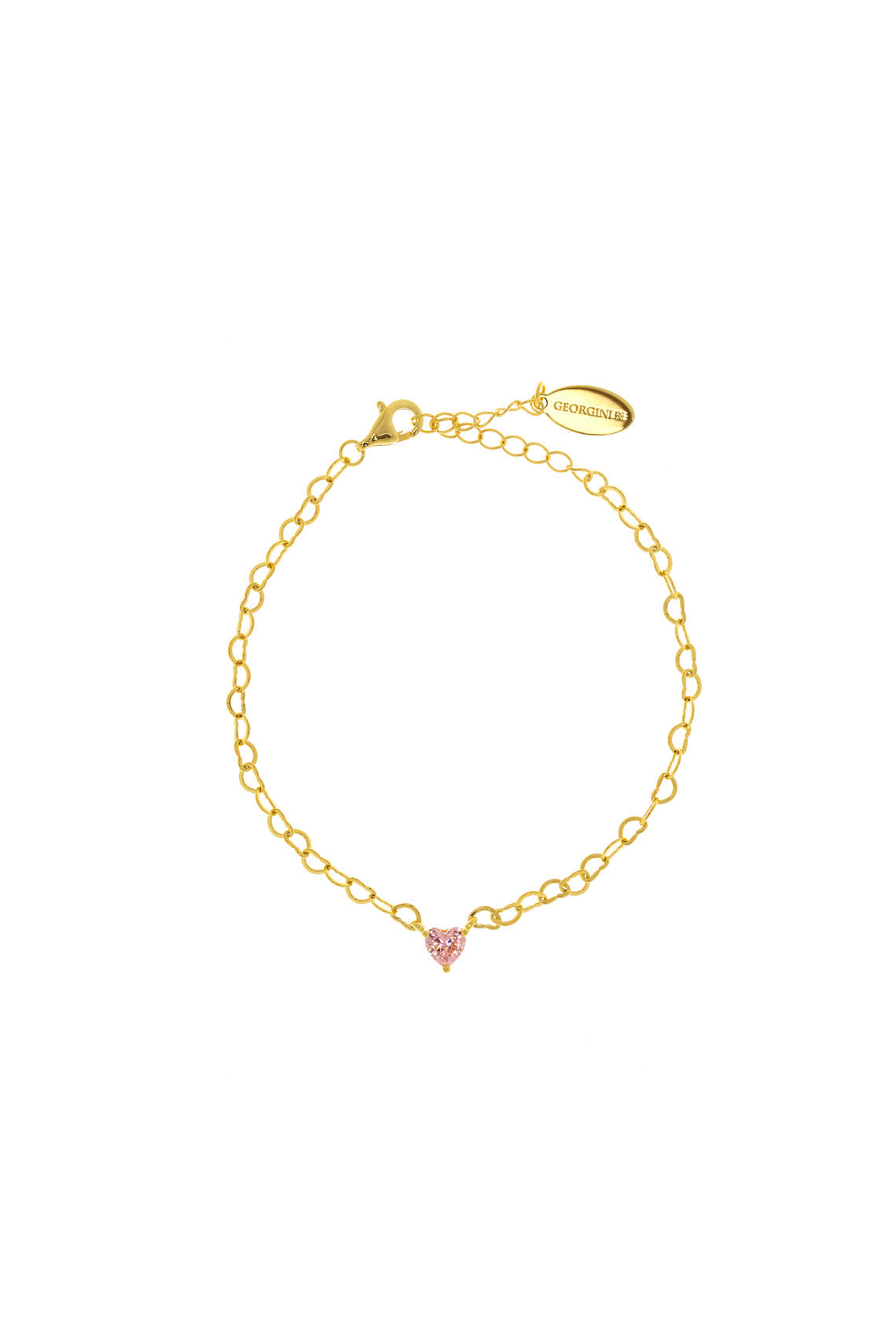 SWEETHEART HEART CHAIN BRACELET PINK GOLD