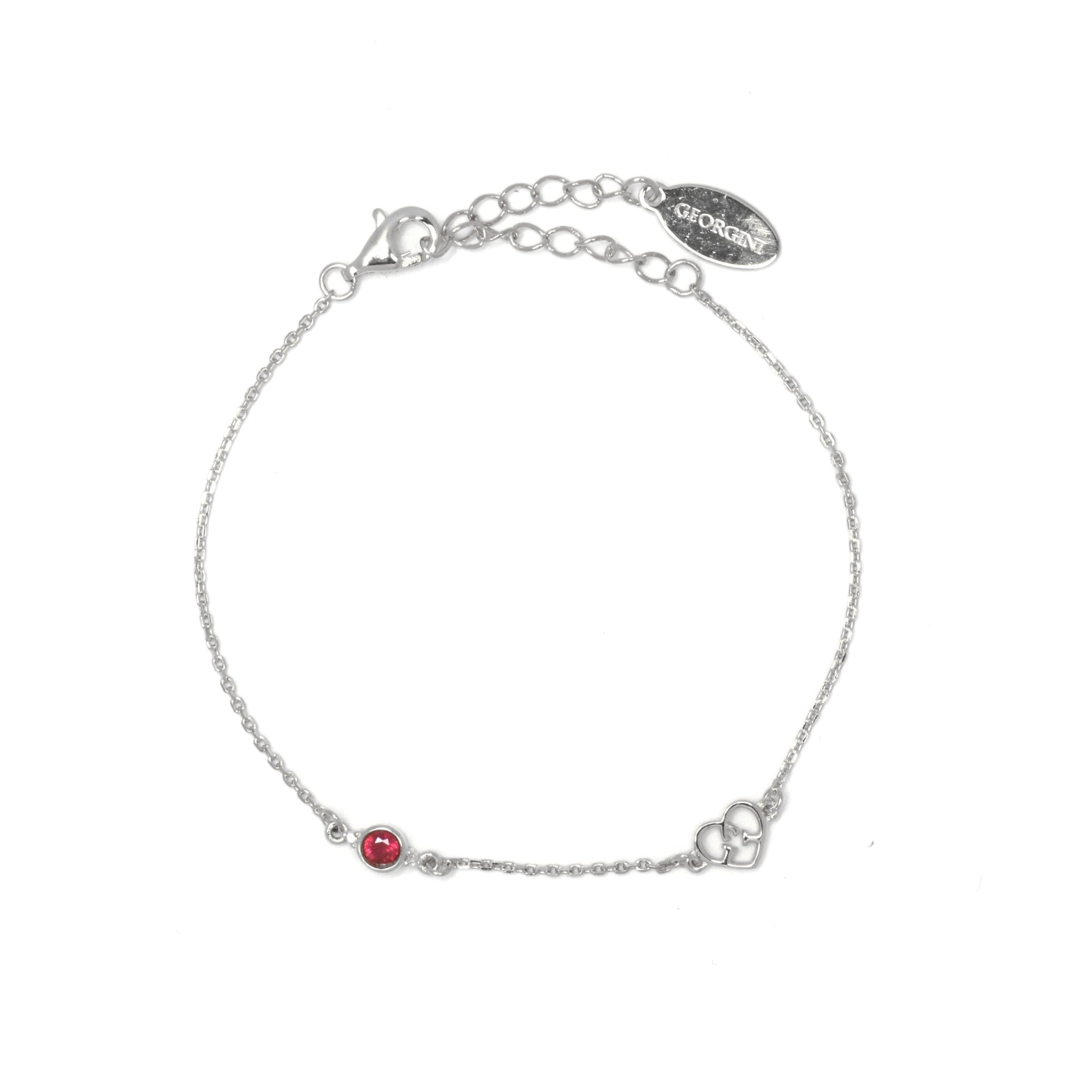 Diamonds by Georgini Natural Ruby and Two Natural Diamond July Bracelet Silver
