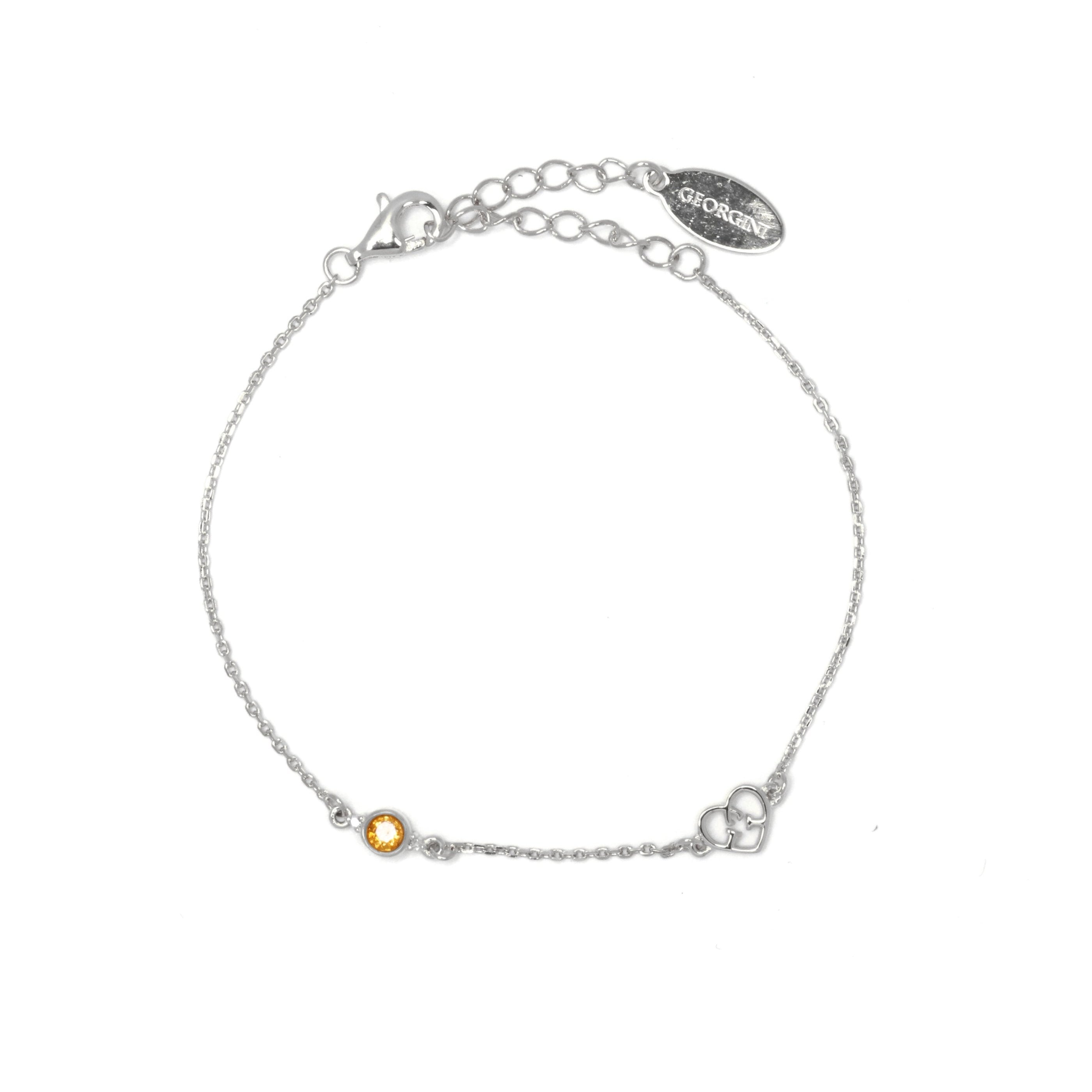 Diamonds by Georgini Natural Citrine and Two Natural Diamond November Bracelet Silver