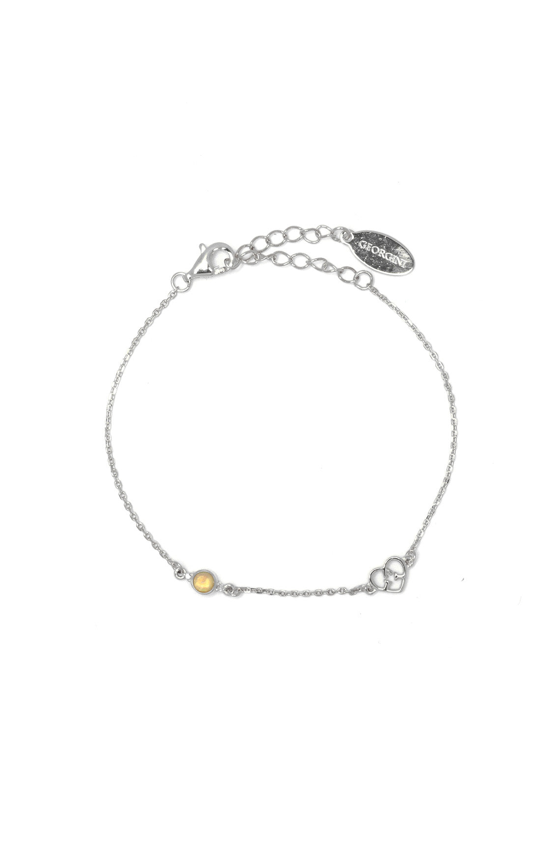 NATURAL OPAL AND TWO NATURAL DIAMOND OCTOBER BRACELET SILVER