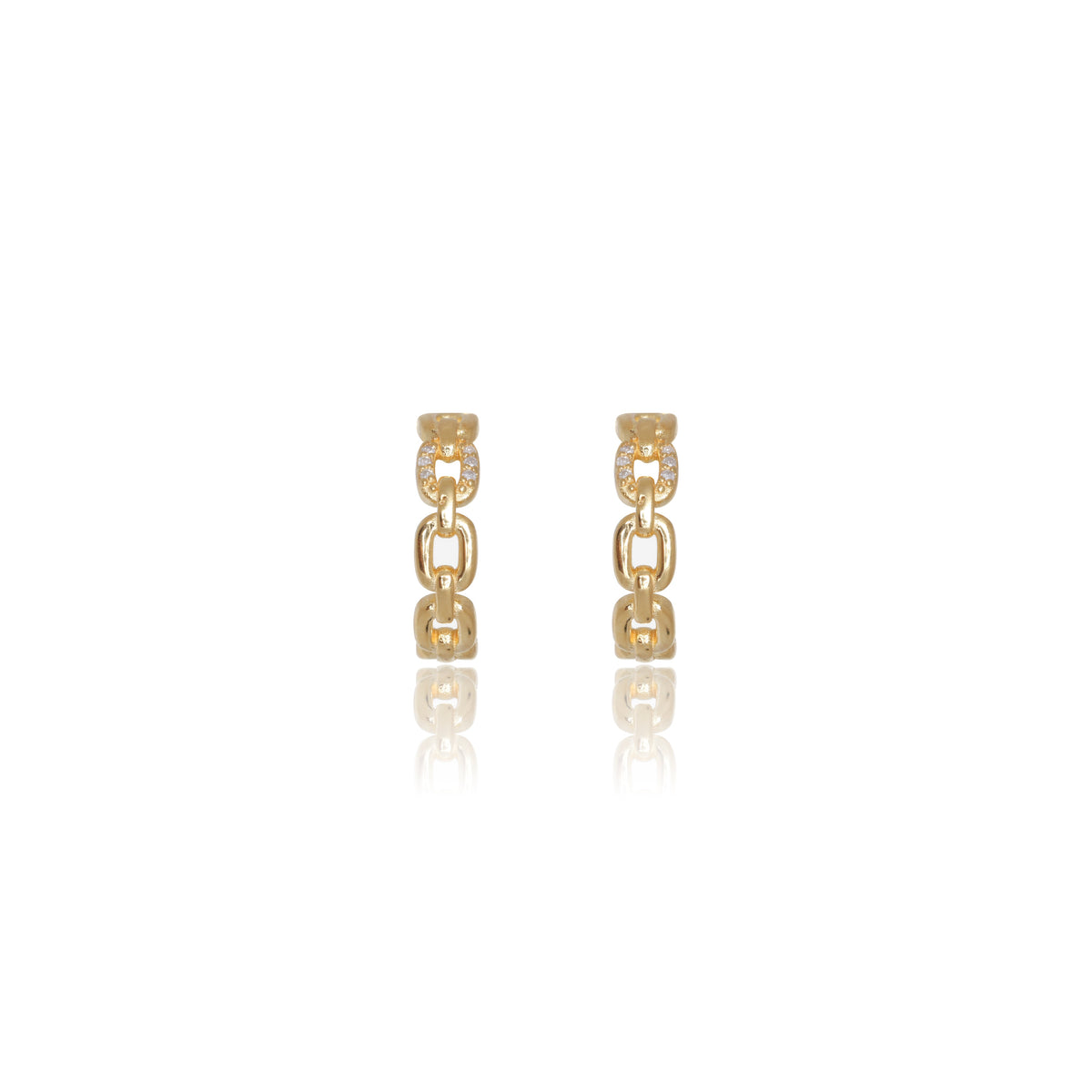 TWELVE NATURAL DIAMOND LINK EARRINGS GOLD