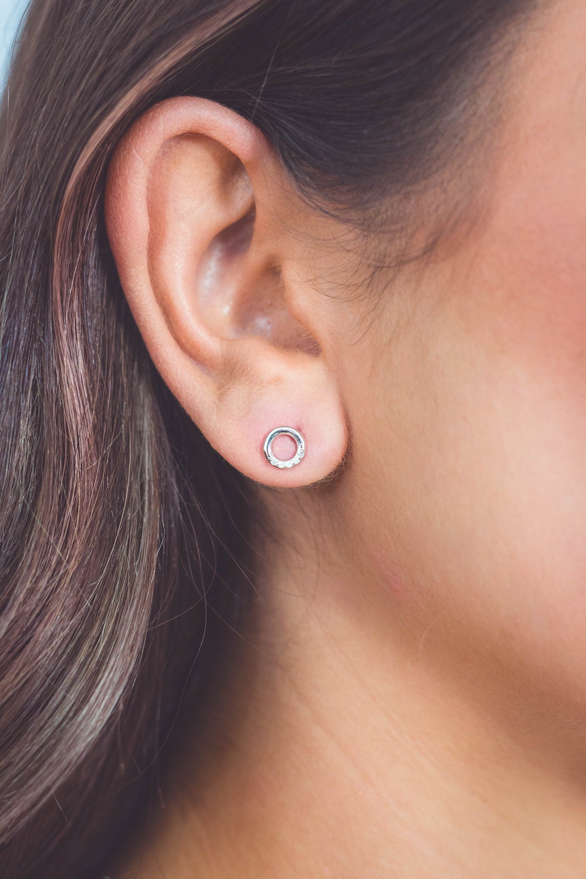 TEN DATURAL DIAMOND CIRCLE EARRINGS SILVER