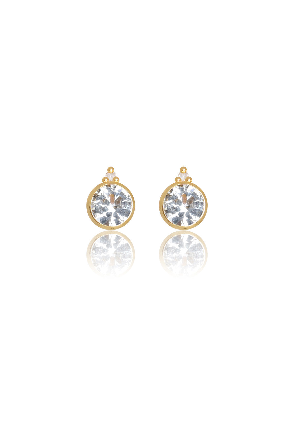 NATURAL TOPAZ AND TWO NATURAL DIAMOND APRIL EARRINGS GOLD