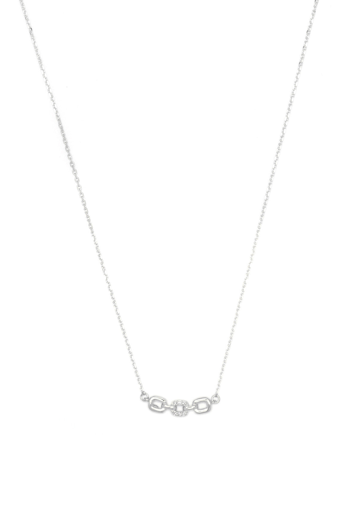 SIX NATURAL DIAMOND LINK PENDANT SILVER