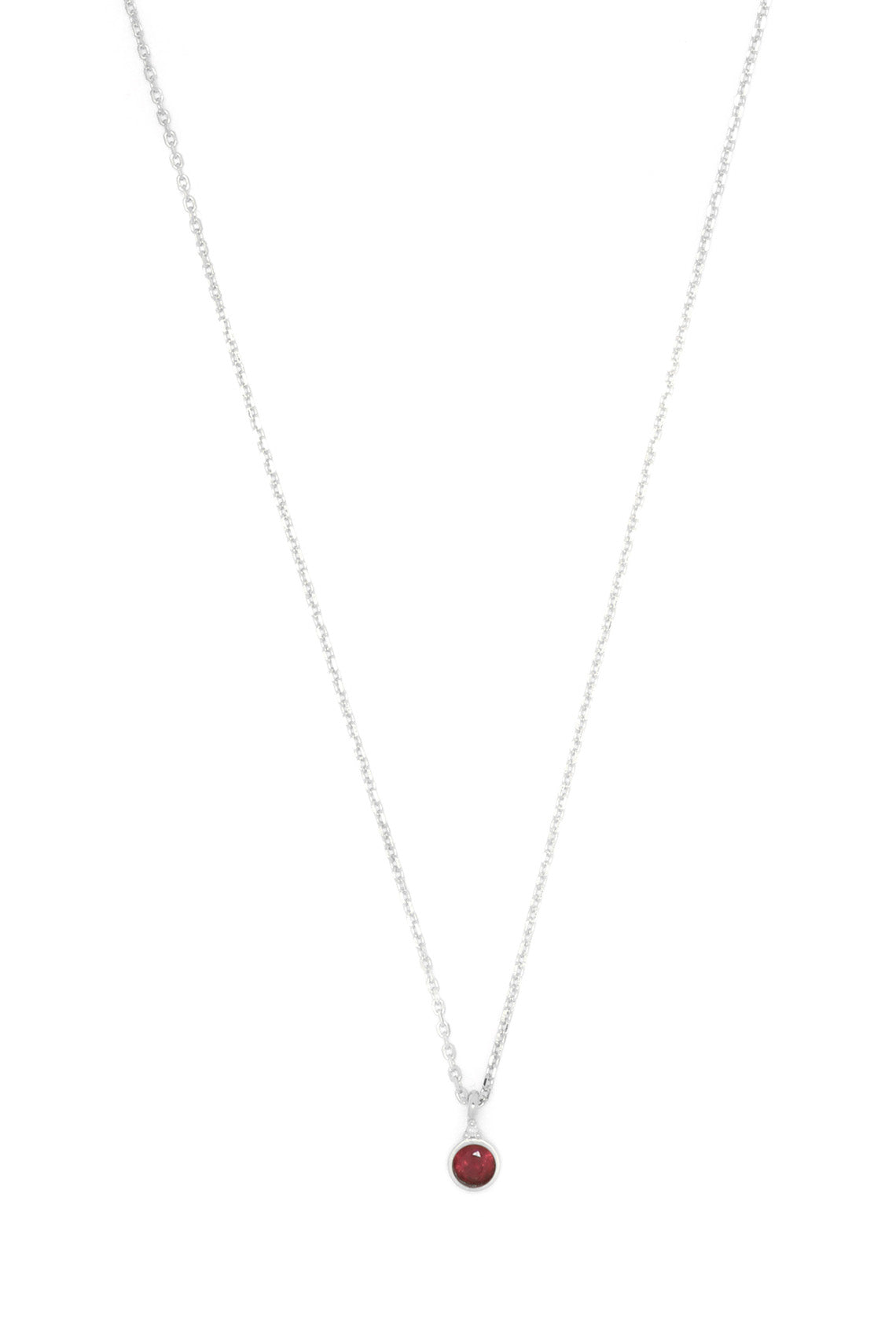 NATURAL RUBY AND DIAMOND JULY PENDANT SILVER