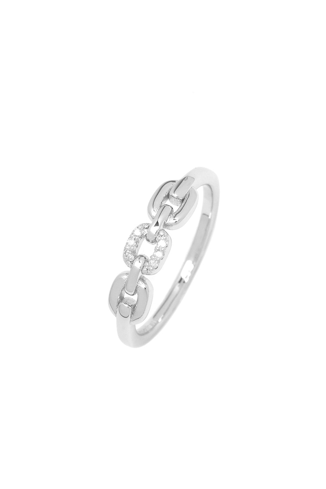 SIX NATURAL DIAMOND LINK RING SILVER